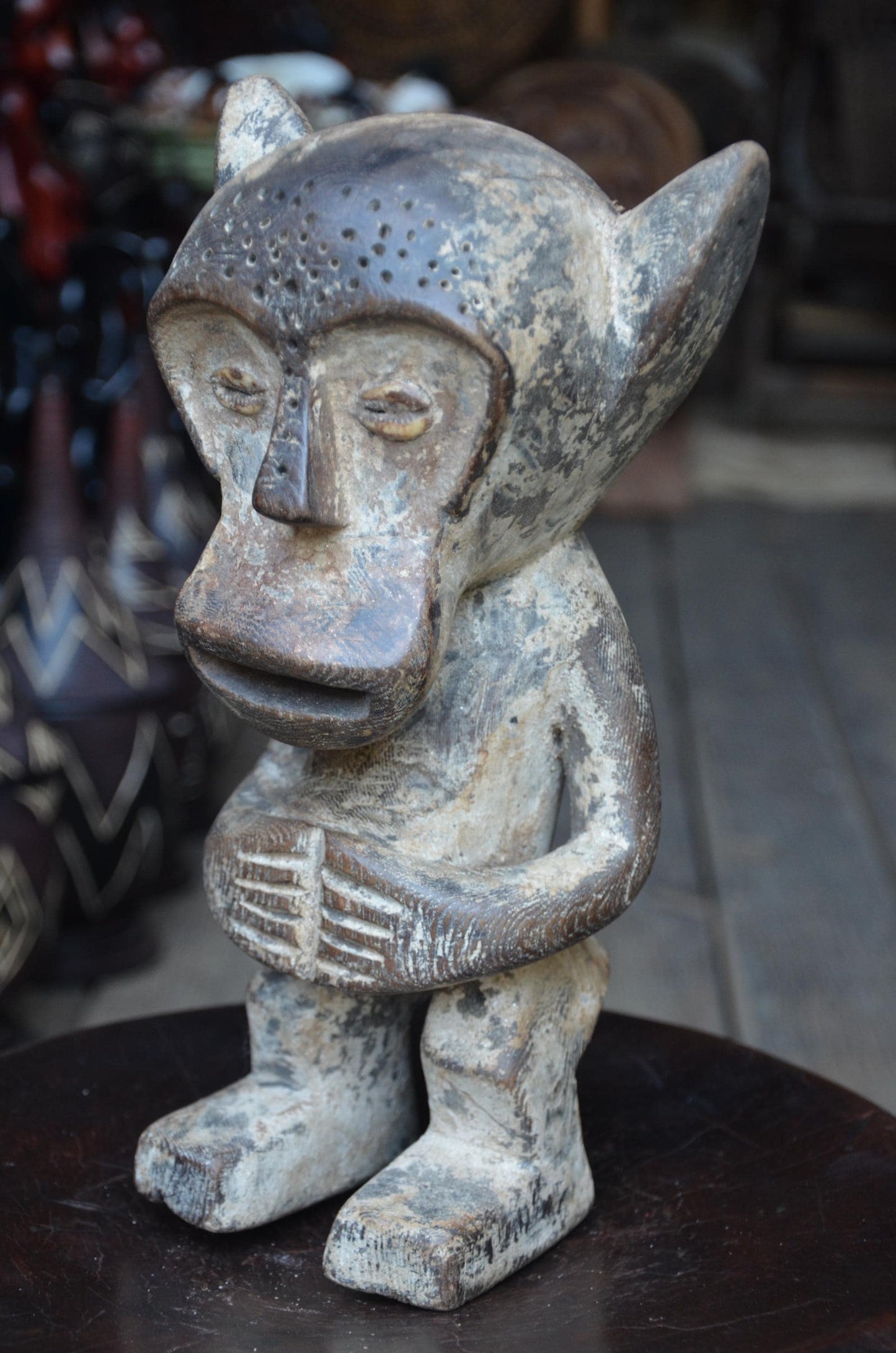 Authentic Hemba Style Statue | Chimpanzee Power Figure | Tribal Wood Art