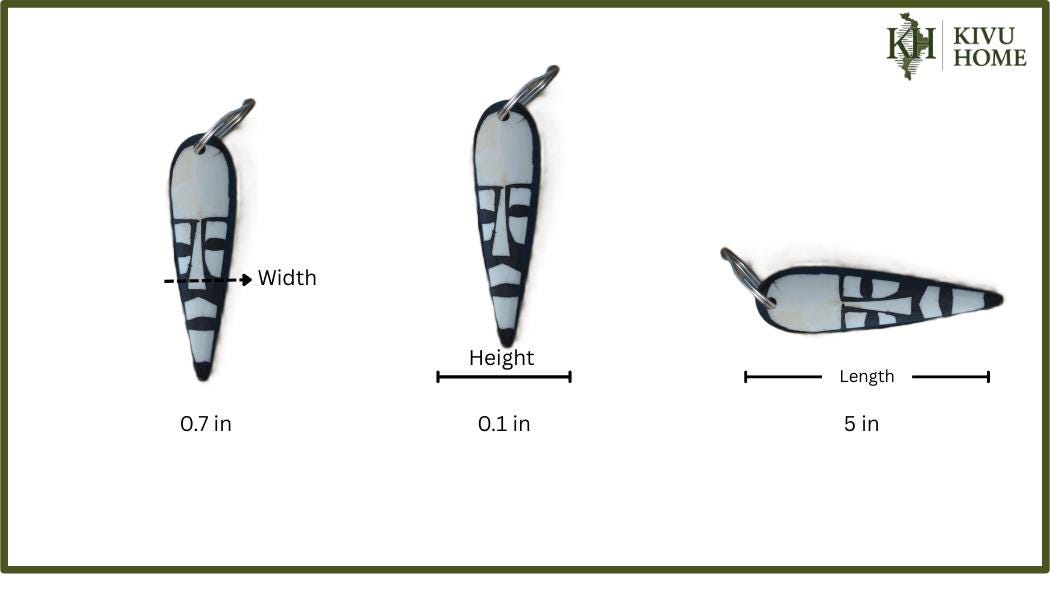 Black and White Ivory Style Keyholder, Handmade African Batik Bone Keyring