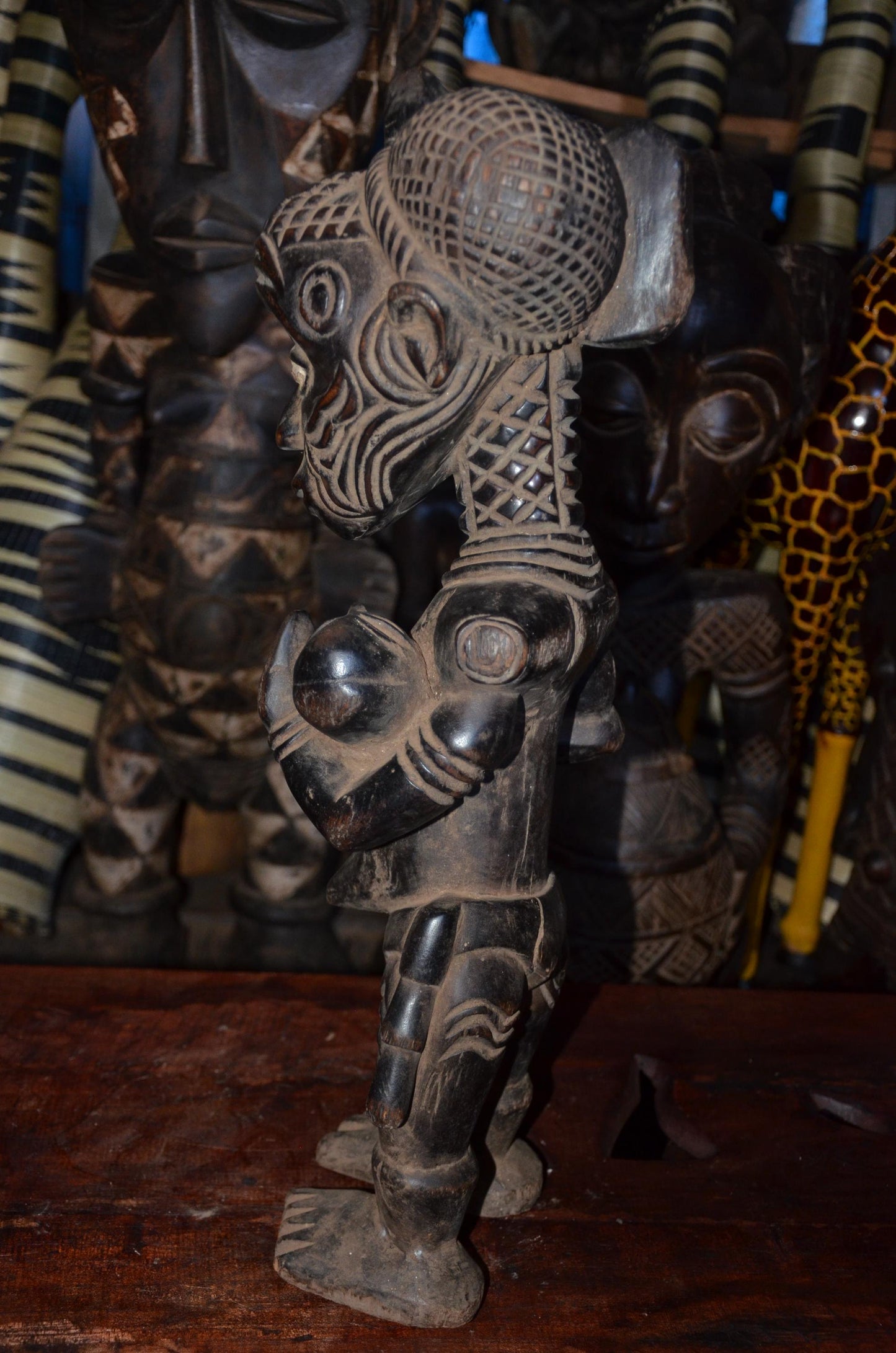 Authentic Lulua Maternity Figure | Bena Lulua Sculpture | African Tribal Art