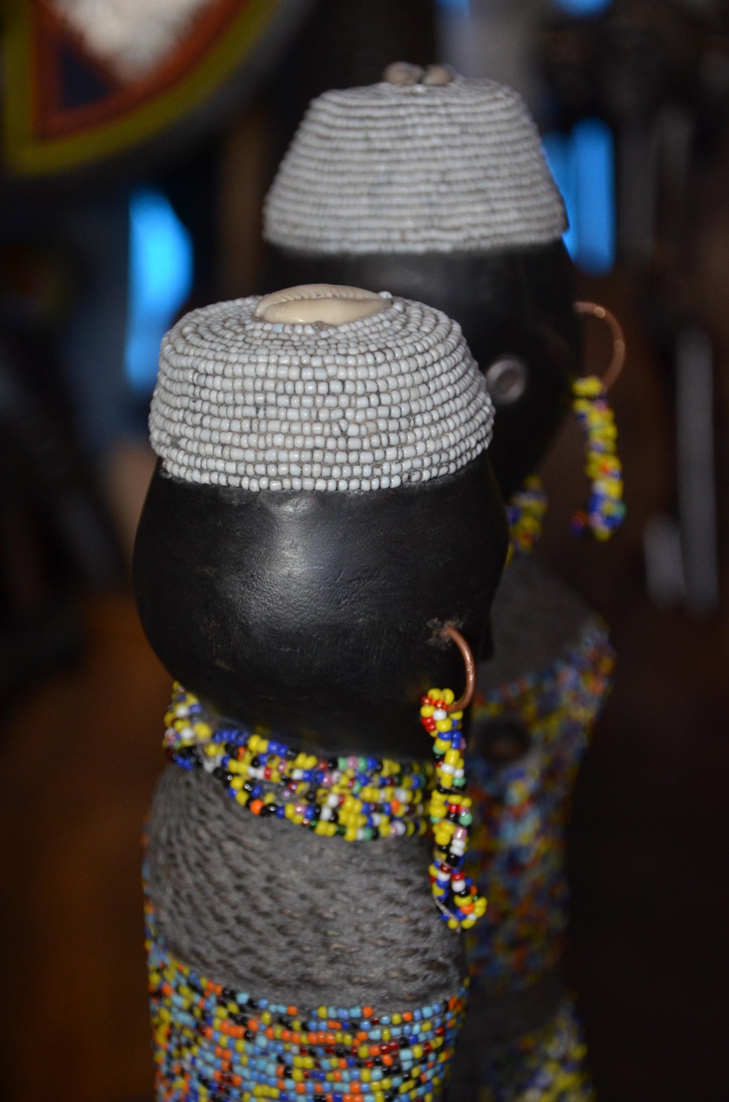 Cameroonian Namji Doll | Hand-Beaded Tribal Statue | Authentic Fertility Talisman