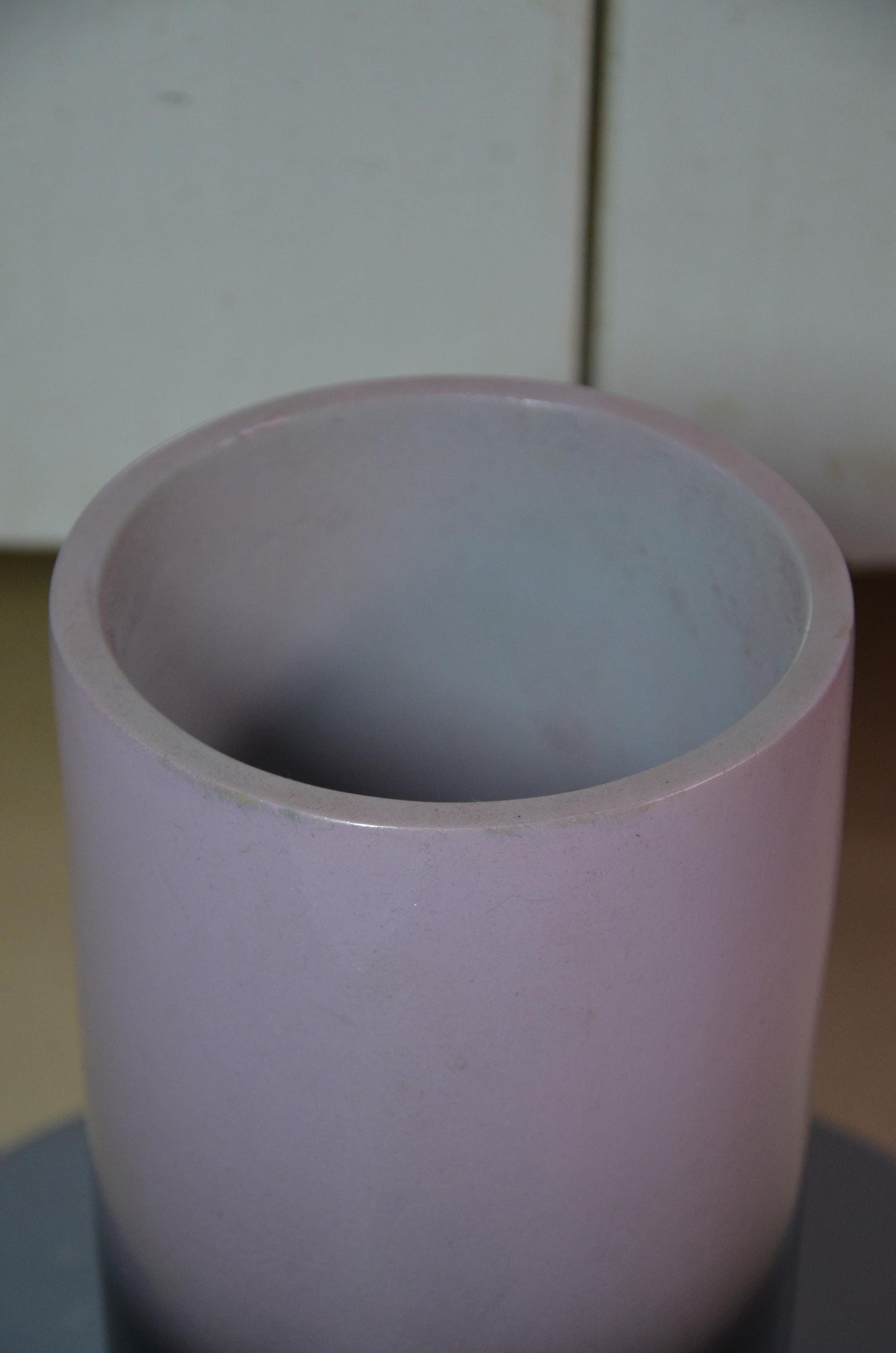 Hand-Carved Wood Cylinder Vase | Pink and Black Ombre Pillar Vessel, Nordic Decor