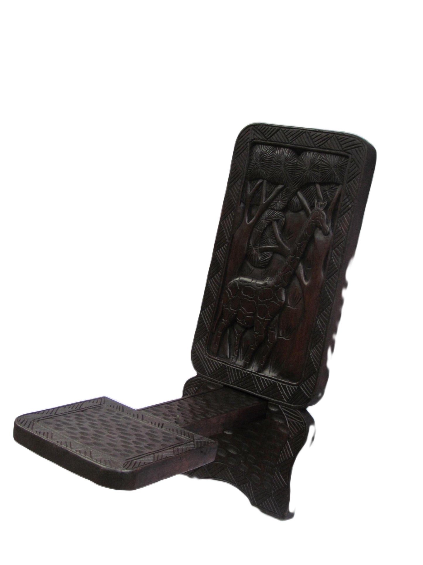 Fauteuil Kongo Tribe – Mobilier africain vintage sculpté à la main de RDC – Siège d'accouchement et de relaxation en bois