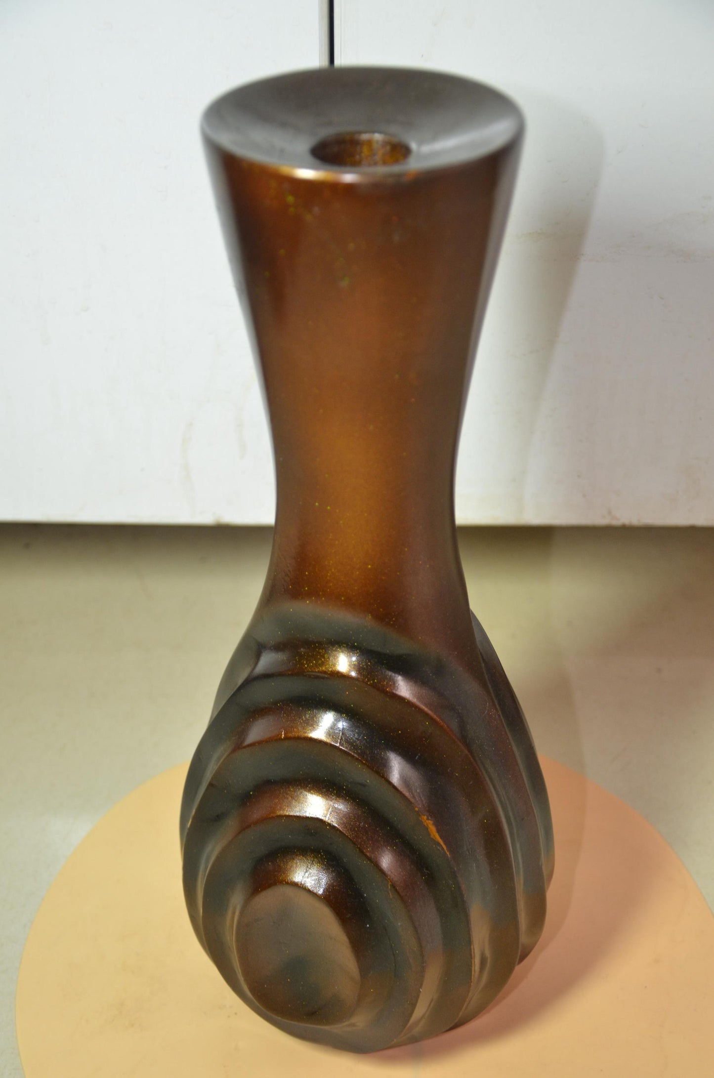 Wood Vase – Metallic Bronze Swirl Hourglass Accent, Modern Nordic Home Decor