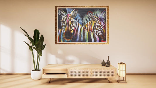 Tableau abstrait zèbre – Portrait animalier sur toile noir, blanc et rose, décoration minimaliste de la faune africaine, art moderne pour la maison ou le bureau