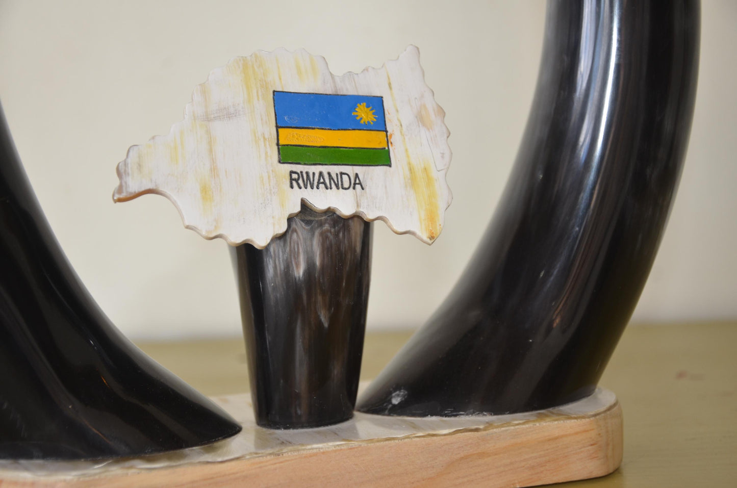 Handcrafted Rwandan Cow Horn Tabletop Sculpture | Authentic African Art Accent