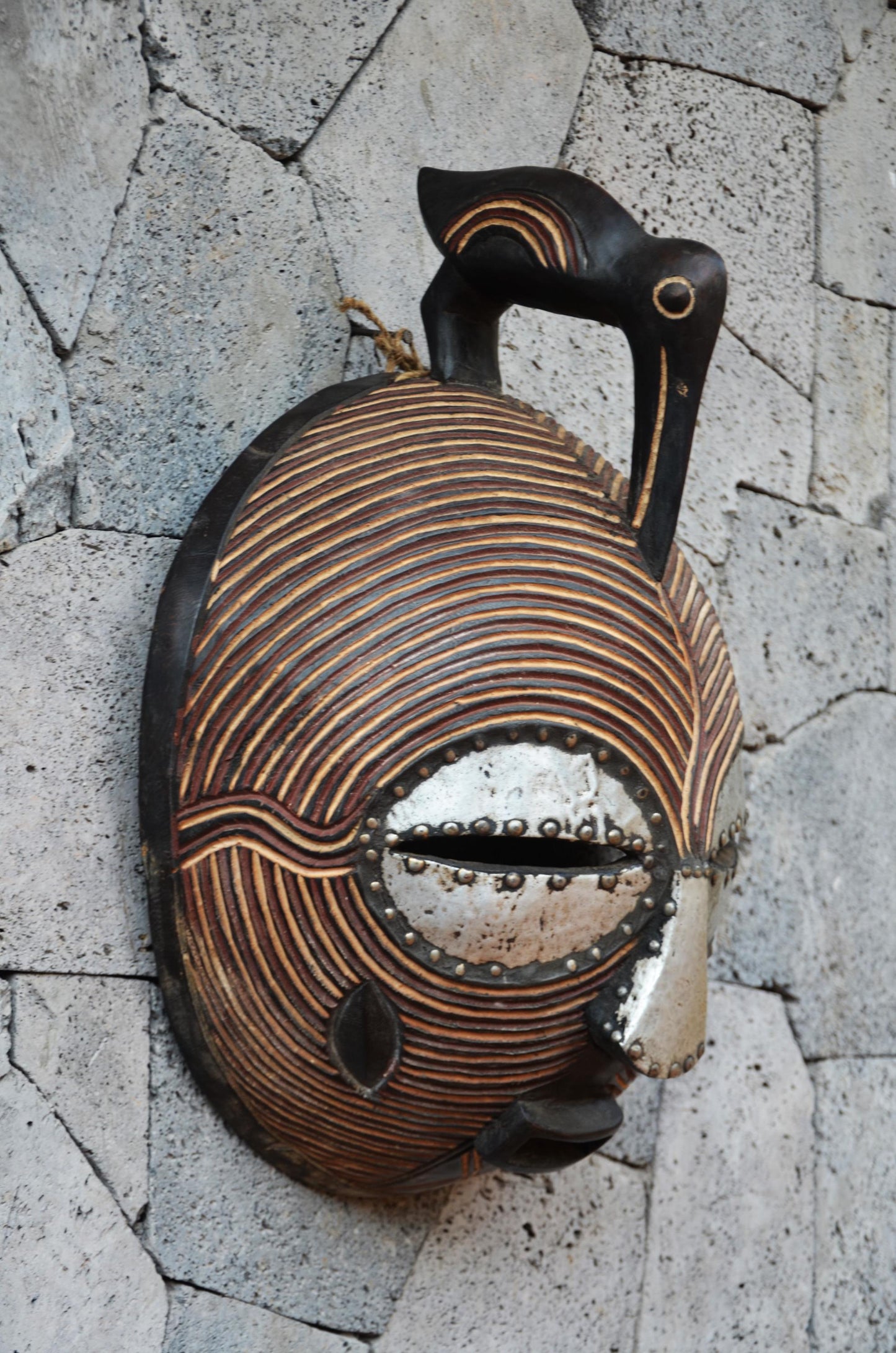 Ghanaian "Onyame" Style Moon Mask | Hand-Carved Tribal Wall Art