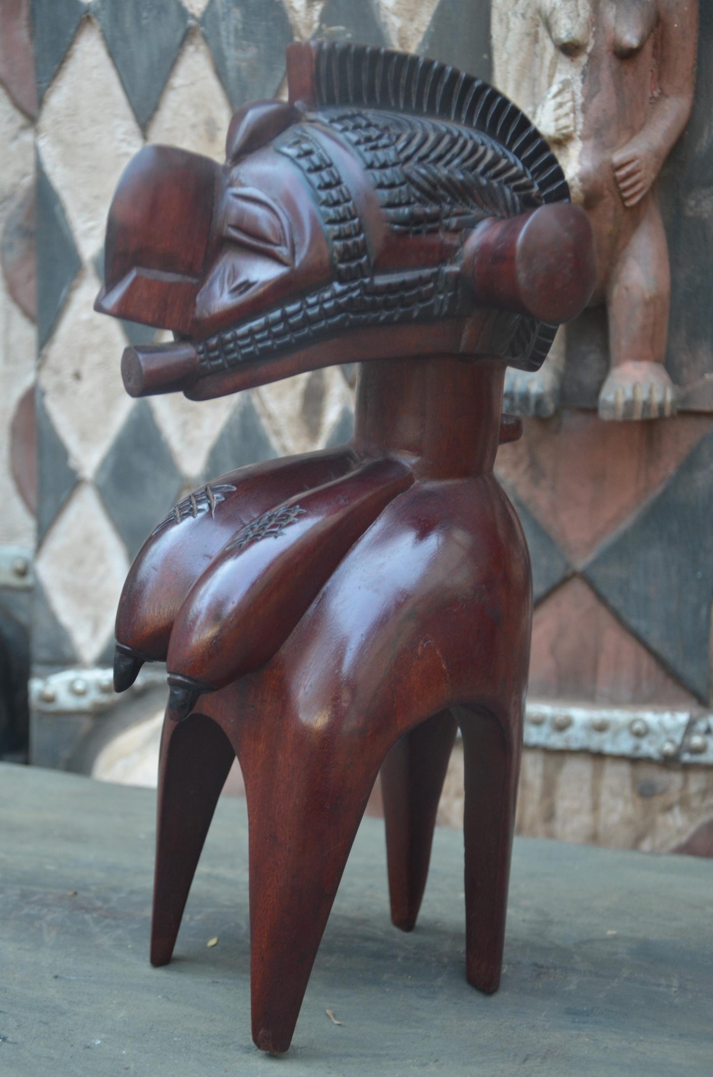 Authentic African Nimba Fertility Wood Sculpture | Baga Art
