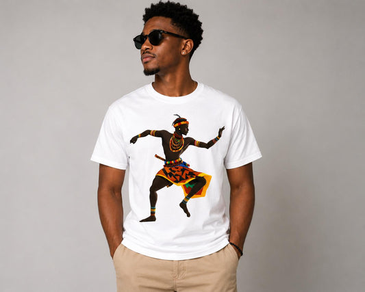 African Dancer T-Shirt, Colorful African Heritage Shirt, Traditional Dance Graphic Tee, African Culture Gift, Unisex Cultural Shirt