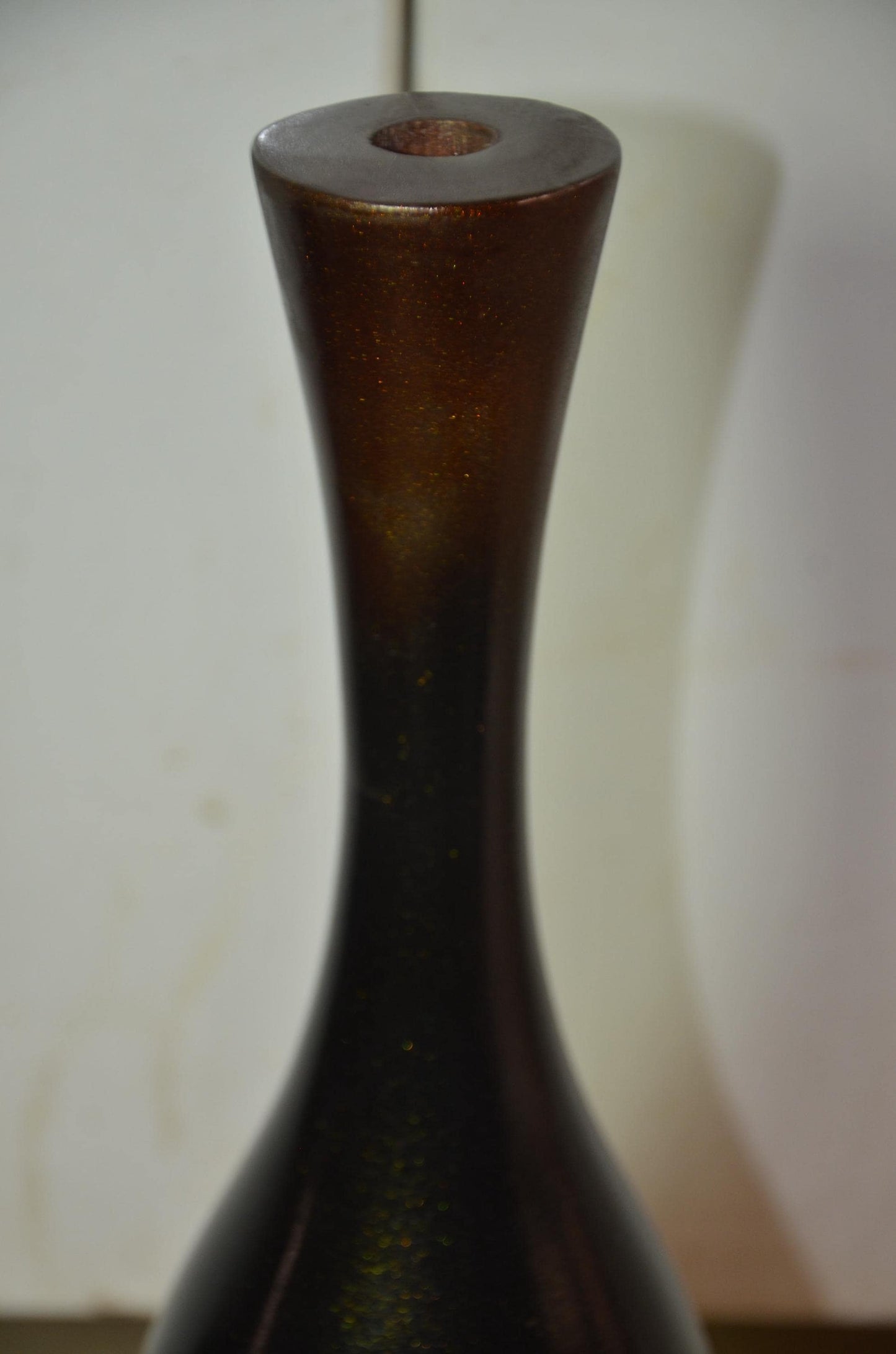 Tall Wooden Floor Vase | Metallic Bronze Black Ombre Trumpet Vessel, Nordic Decor