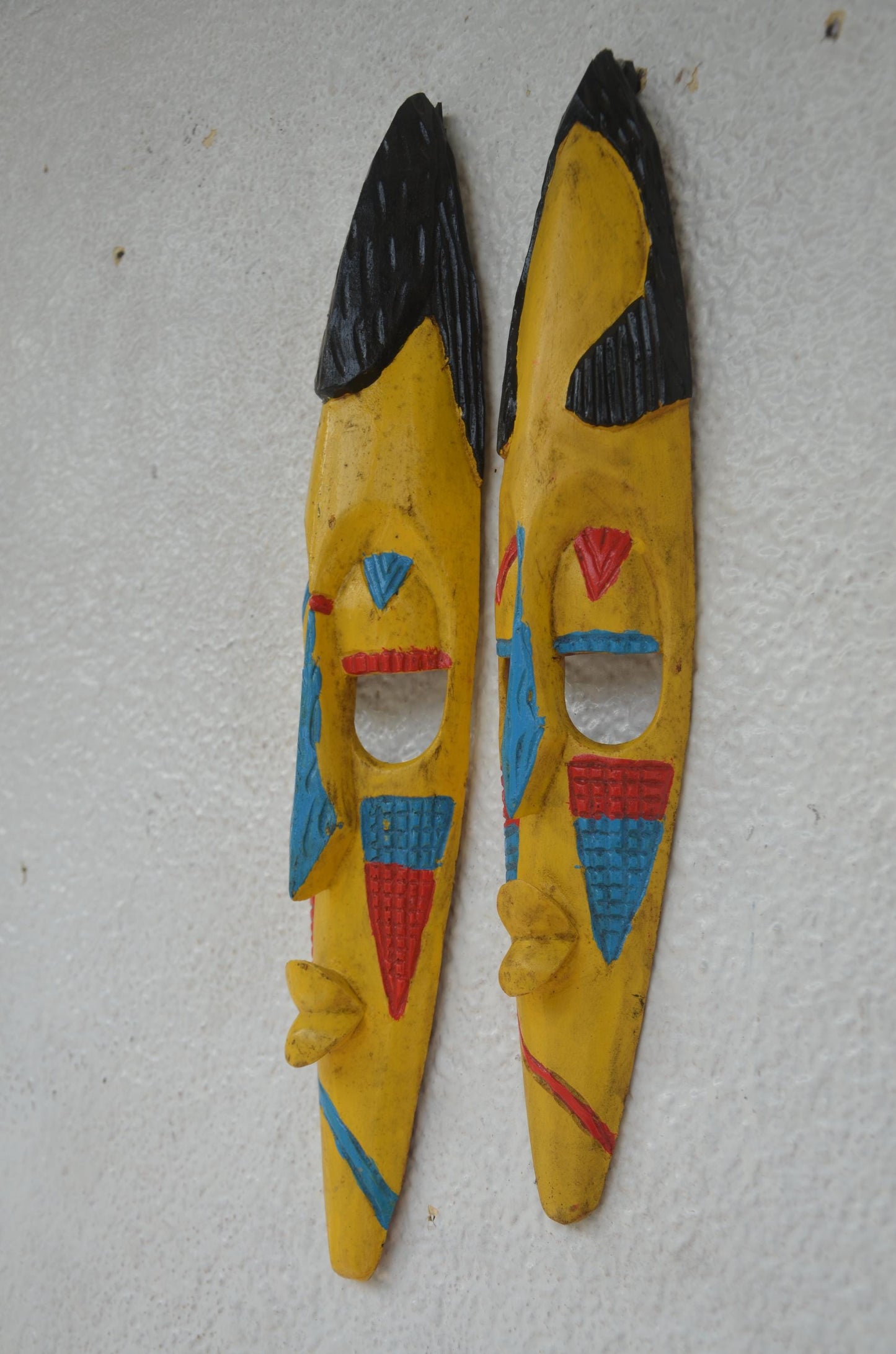 Hand-Carved Nyiginya Kingdom Wooden Facemask Couple | African Tribal Wall Art Decor