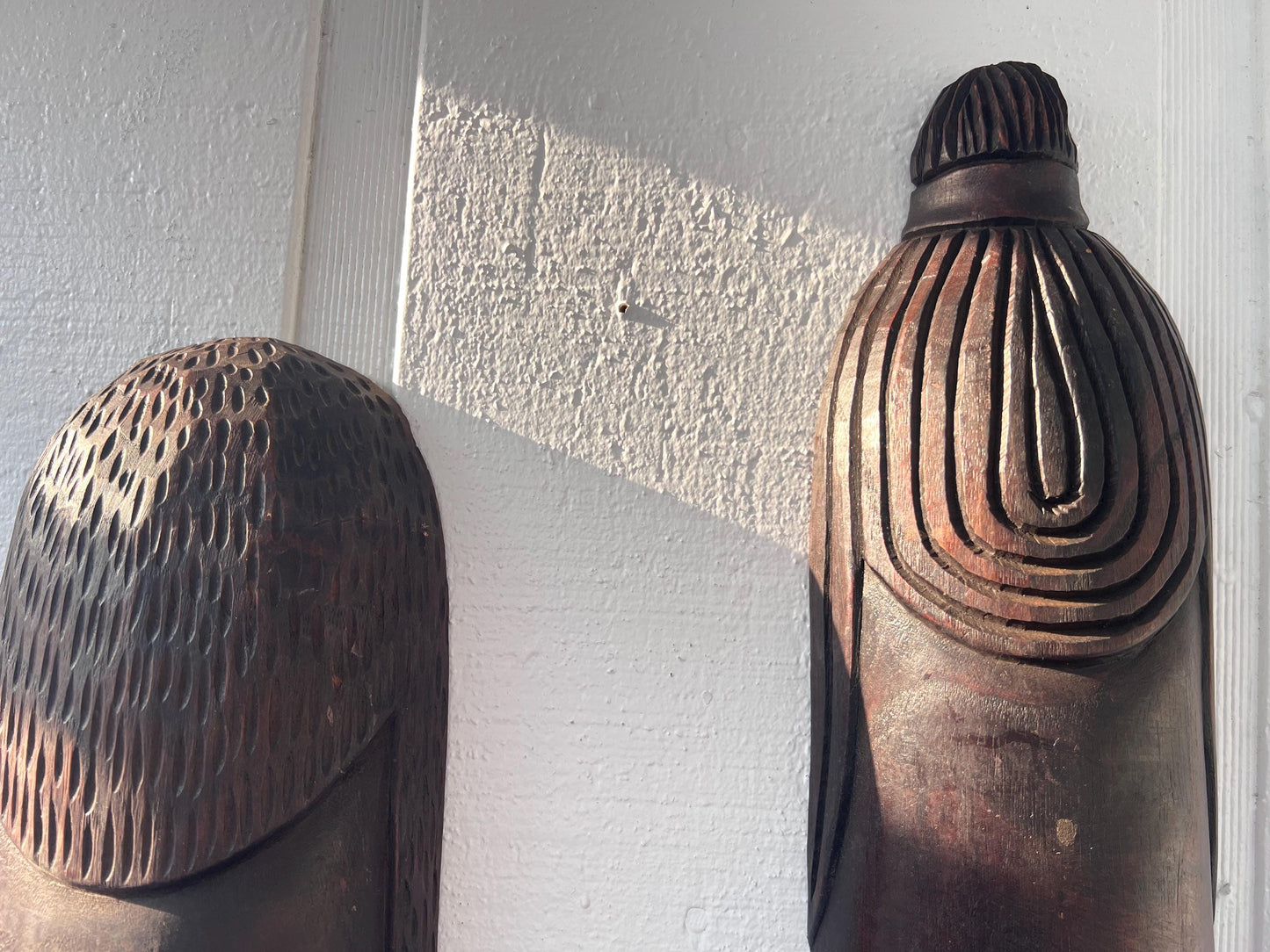 Wood Wall Art – Rwandan King & Queen Mask Set, Hand-Carved African Wall Decor