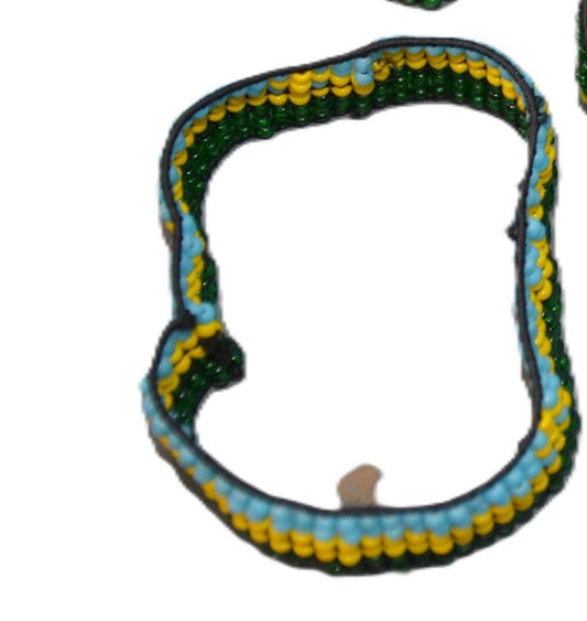 Rwanda Flag Beaded Bracelet, Handmade Rwandan Patriotic Jewelry, Green Yellow Blue (1pc)
