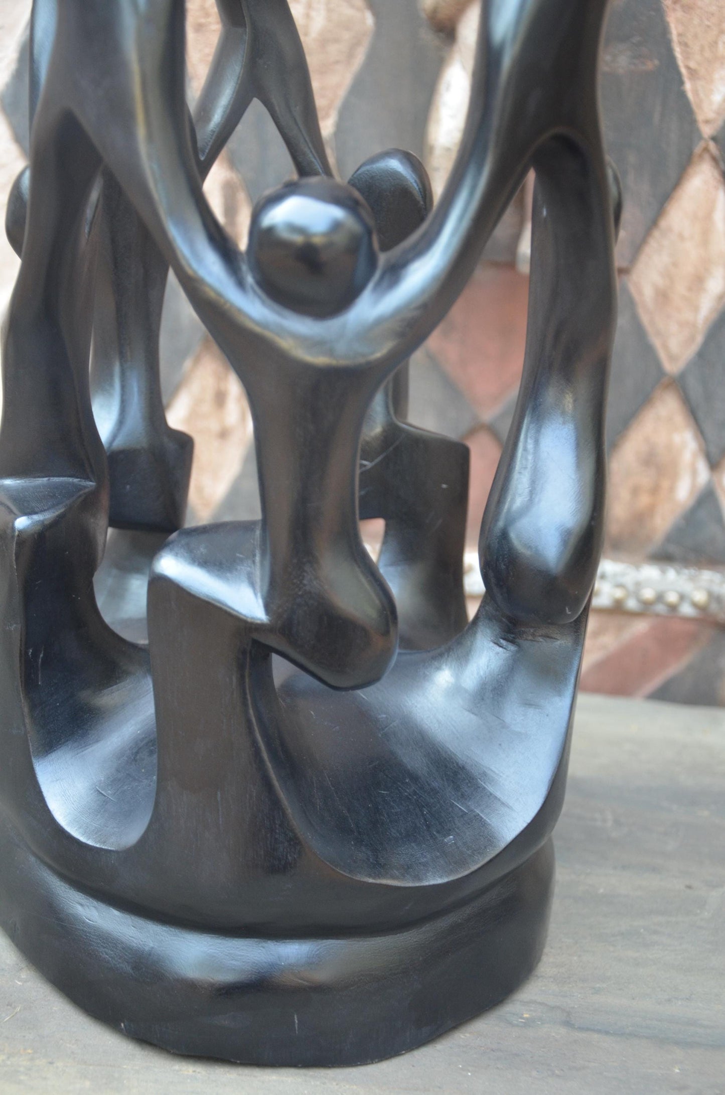 Hand-Carved African Abstract Family Ascent Sculpture
