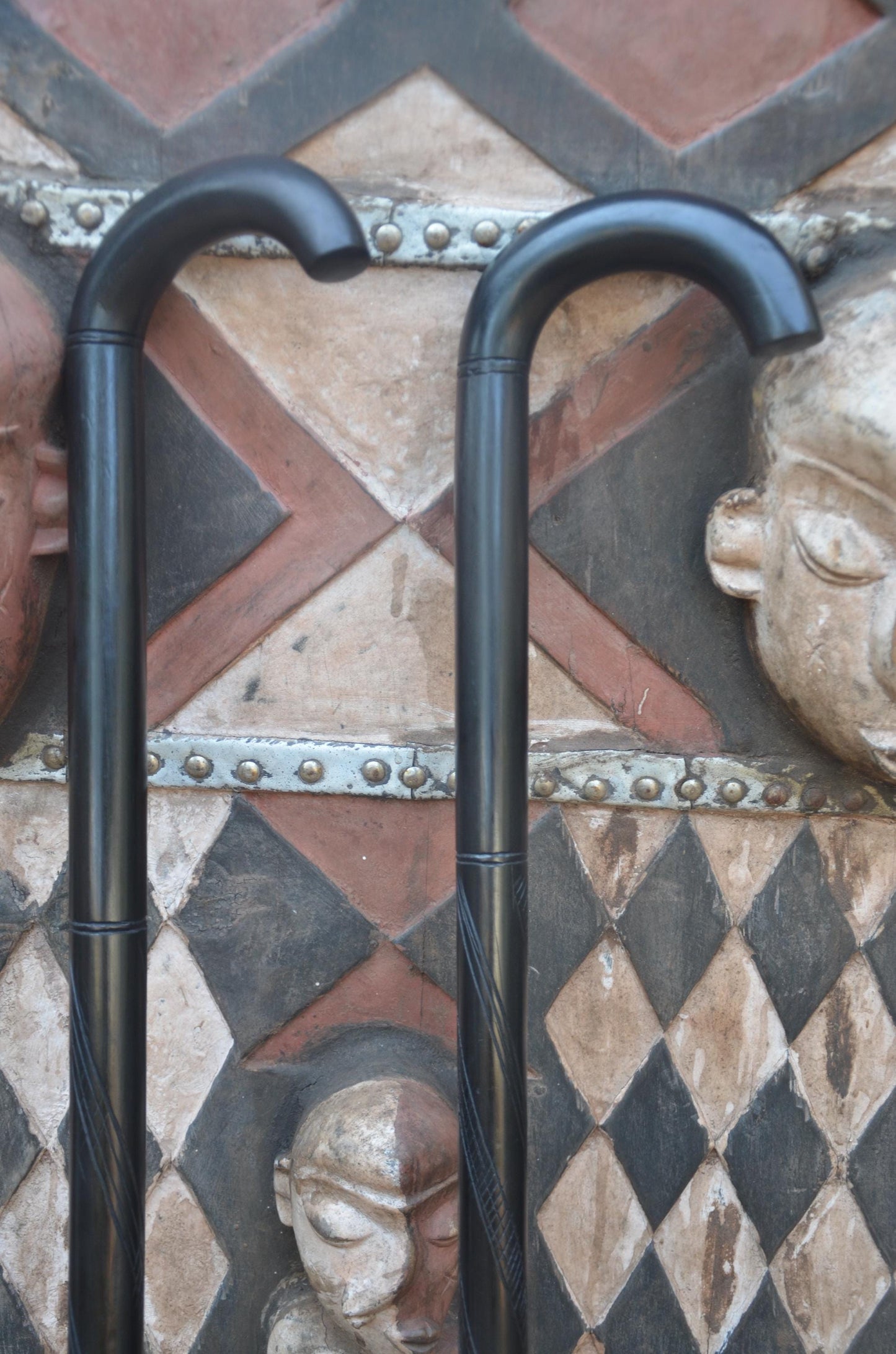 Hand-Carved African Walking Cane | Artisanal Wooden Staff | Tribal Wood Art