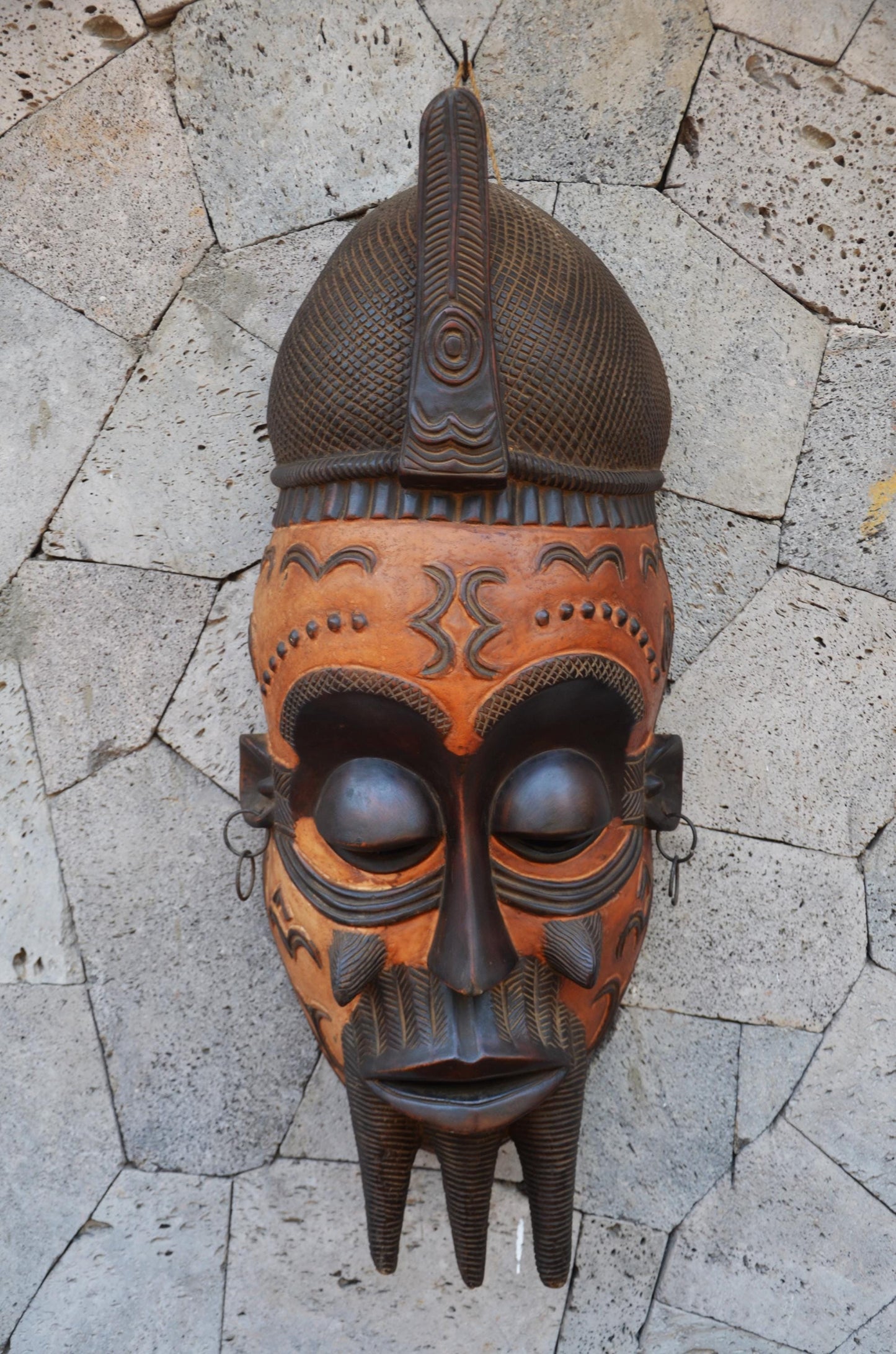 Authentic Lulua Helmet Mask | Congolese Tribal Art | Monumental