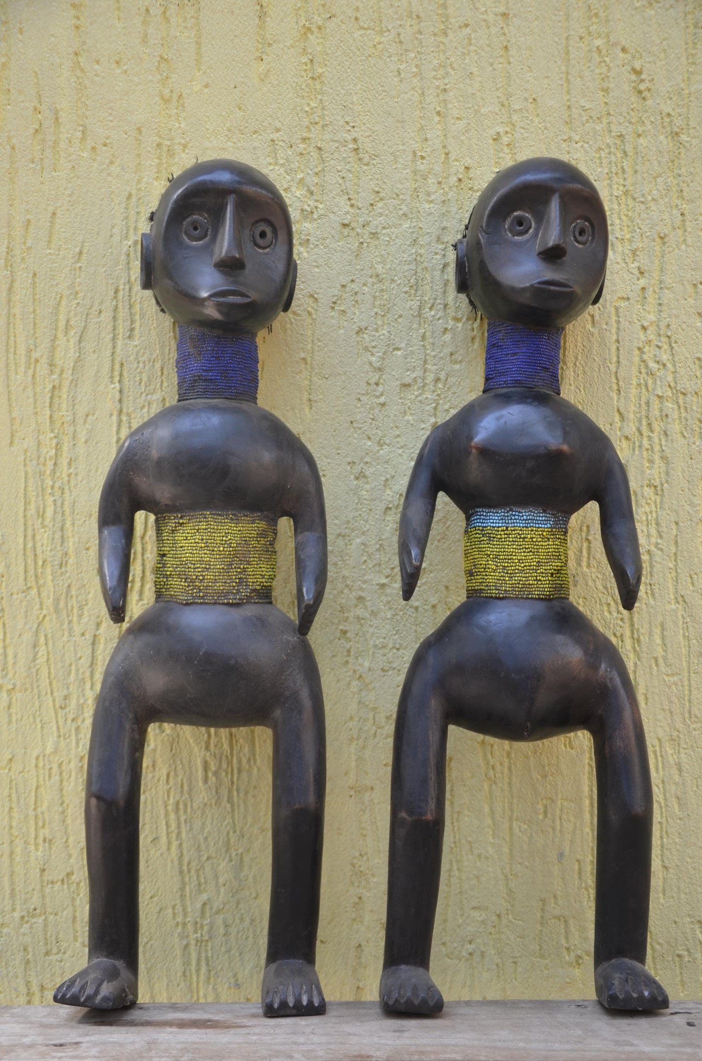 Namji Fertility Dolls – 30" Hand-Carved Beaded Dowayo Figures – Cameroon Art.