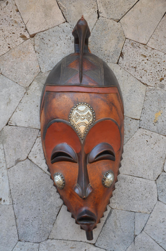 Authentic Ghanaian "Nsoromma" Mask | Star Motif Tribal Art