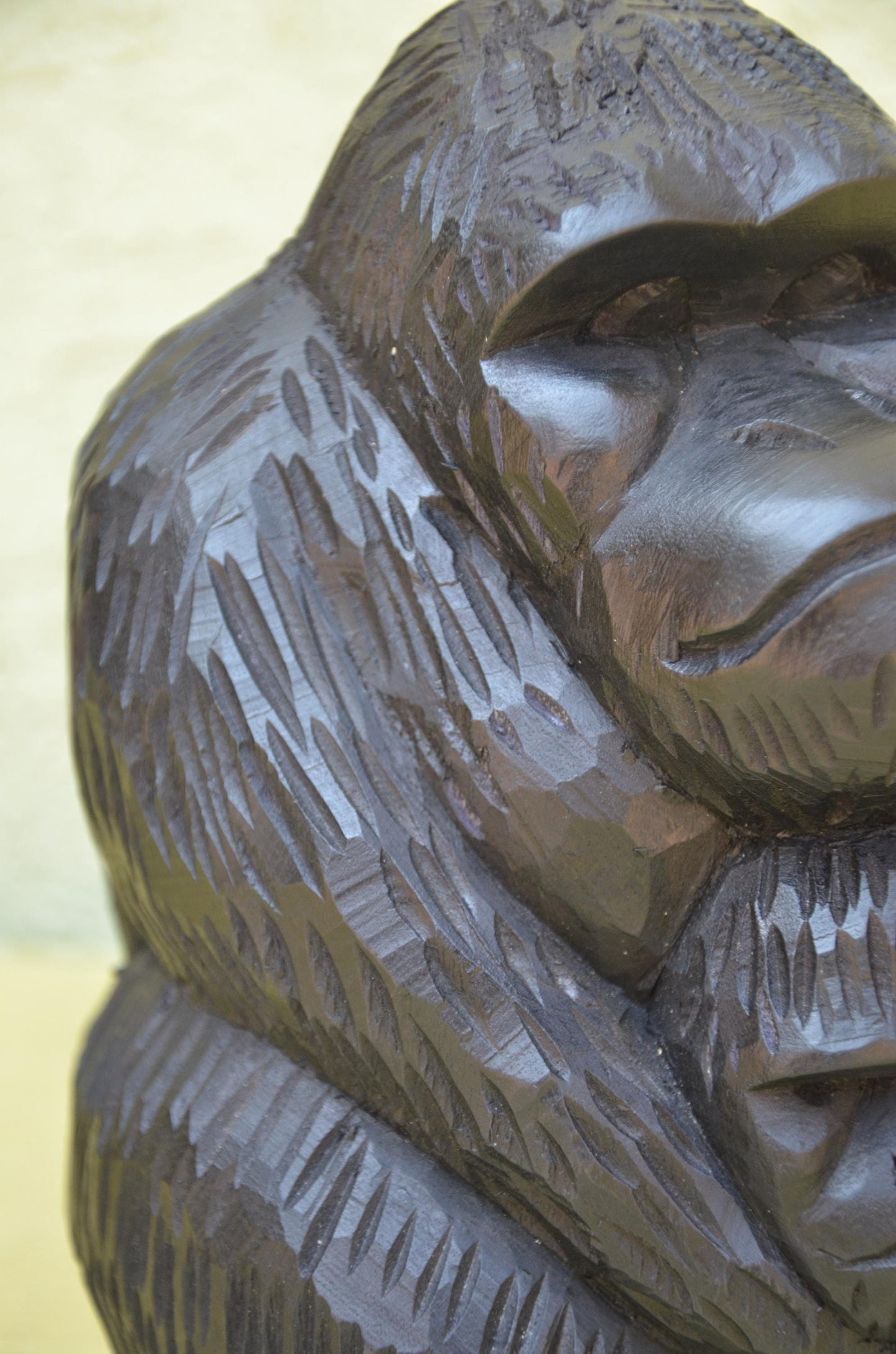 Hand Carved Wooden Mother and Baby Gorilla | Wildlife Art