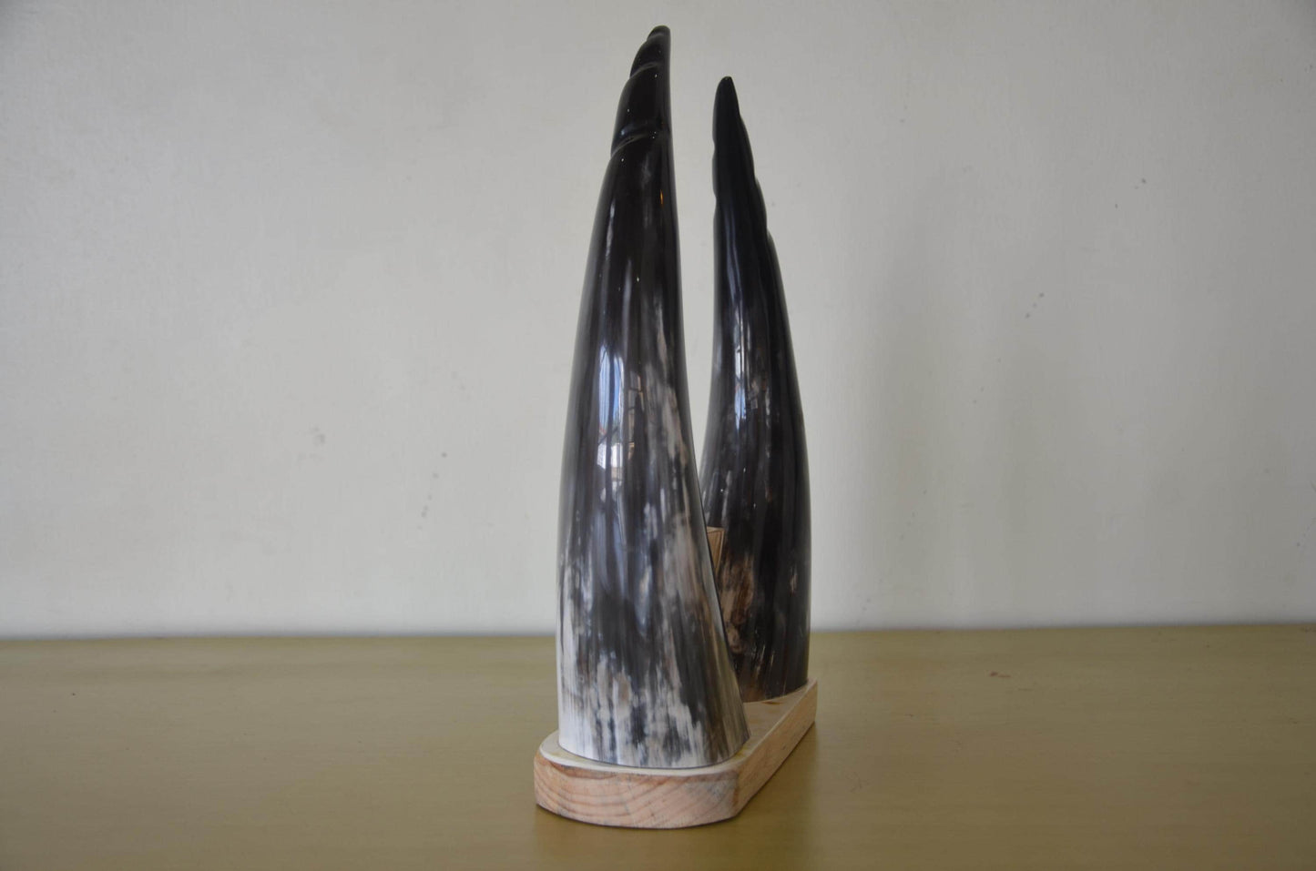 Handcrafted Rwandan Cow Horn Tabletop Sculpture | Authentic African Art Accent