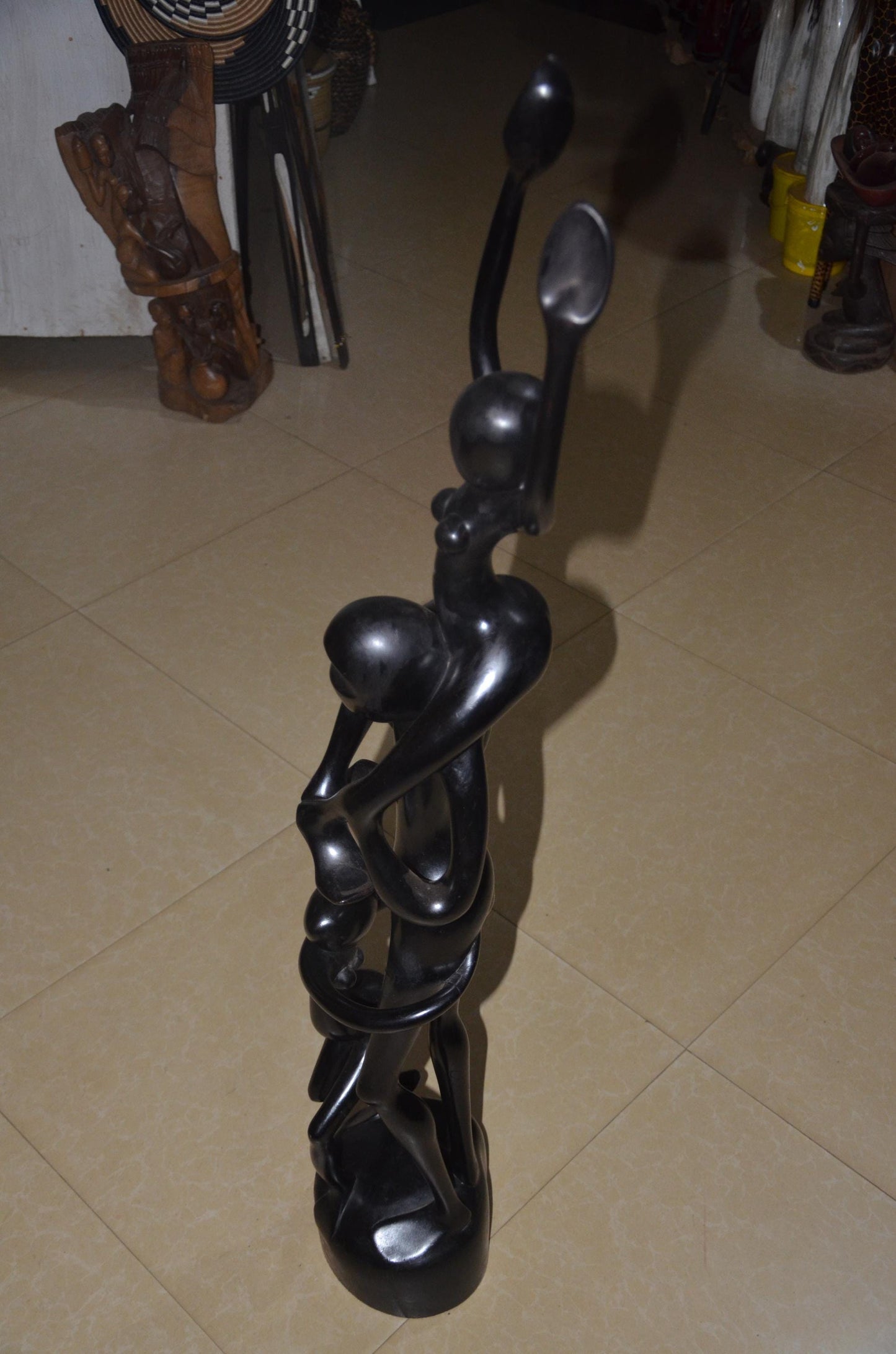 Hand-Carved African Abstract Family Ascent Sculpture
