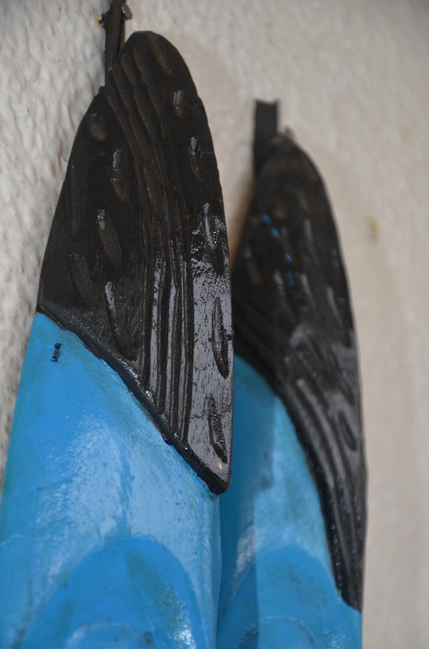Hand-Carved Nyiginya Kingdom Cobalt Blue Wooden Facemask Couple | African Tribal Wall Art Decor
