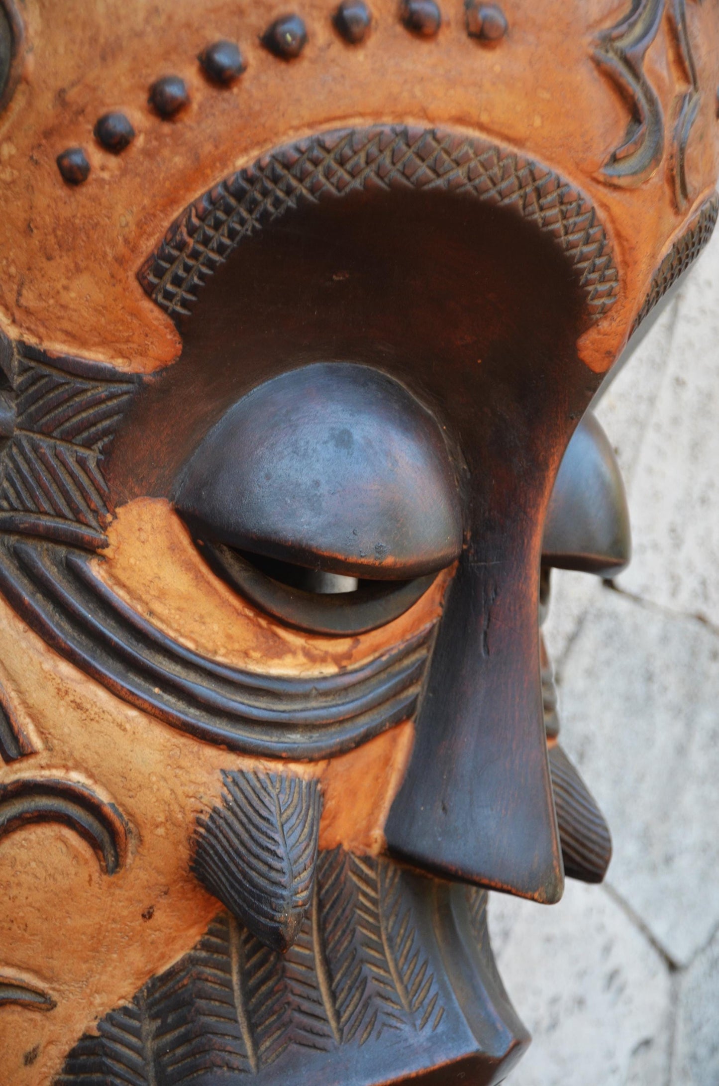 Authentic Lulua Helmet Mask | Congolese Tribal Art | Monumental