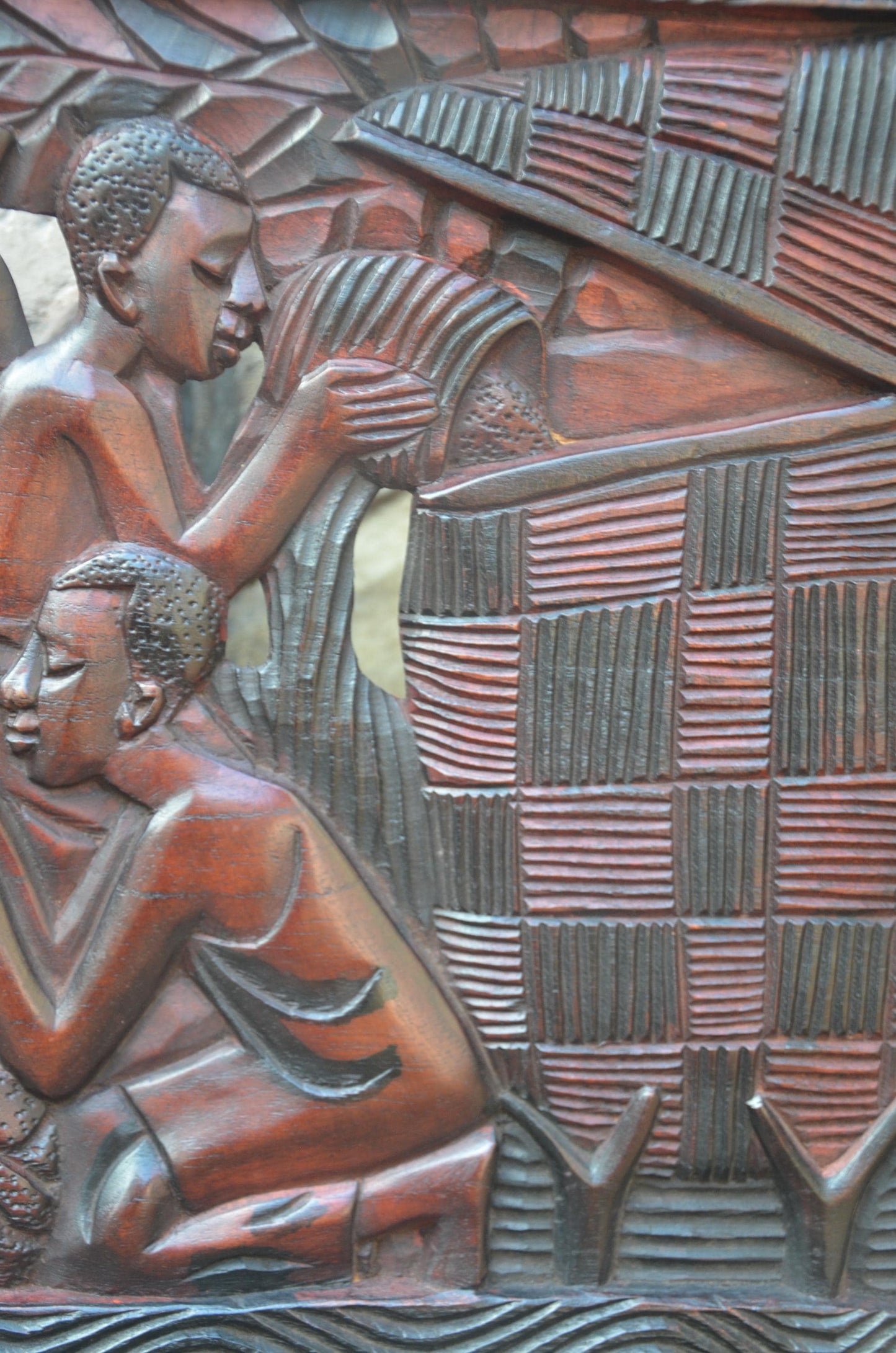 African Community Celebration Wall Plaque | Large Hand-Carved Wooden Relief Art | Village Gathering Wall Decor | Ethnic Sculptural Panel