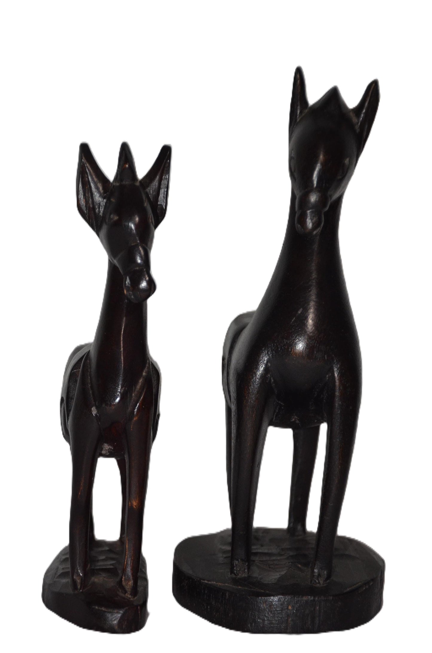 2 Pairs of Mother Horse & Calf – Handcarved Wooden Animal Figures, Home Decor