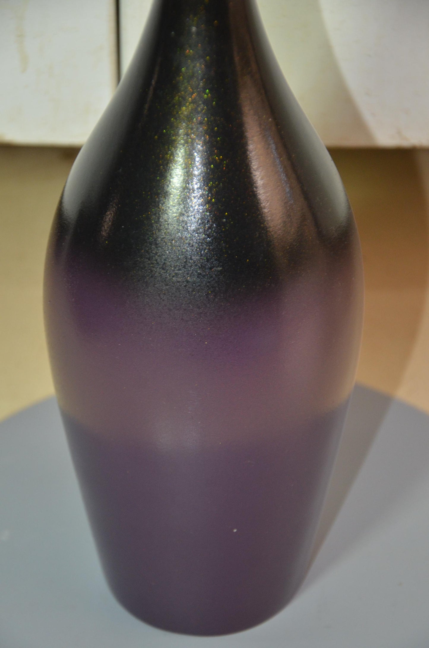 Tall Wooden Floor Vase | Purple and Black Ombre Trumpet Vessel, Nordic Decor