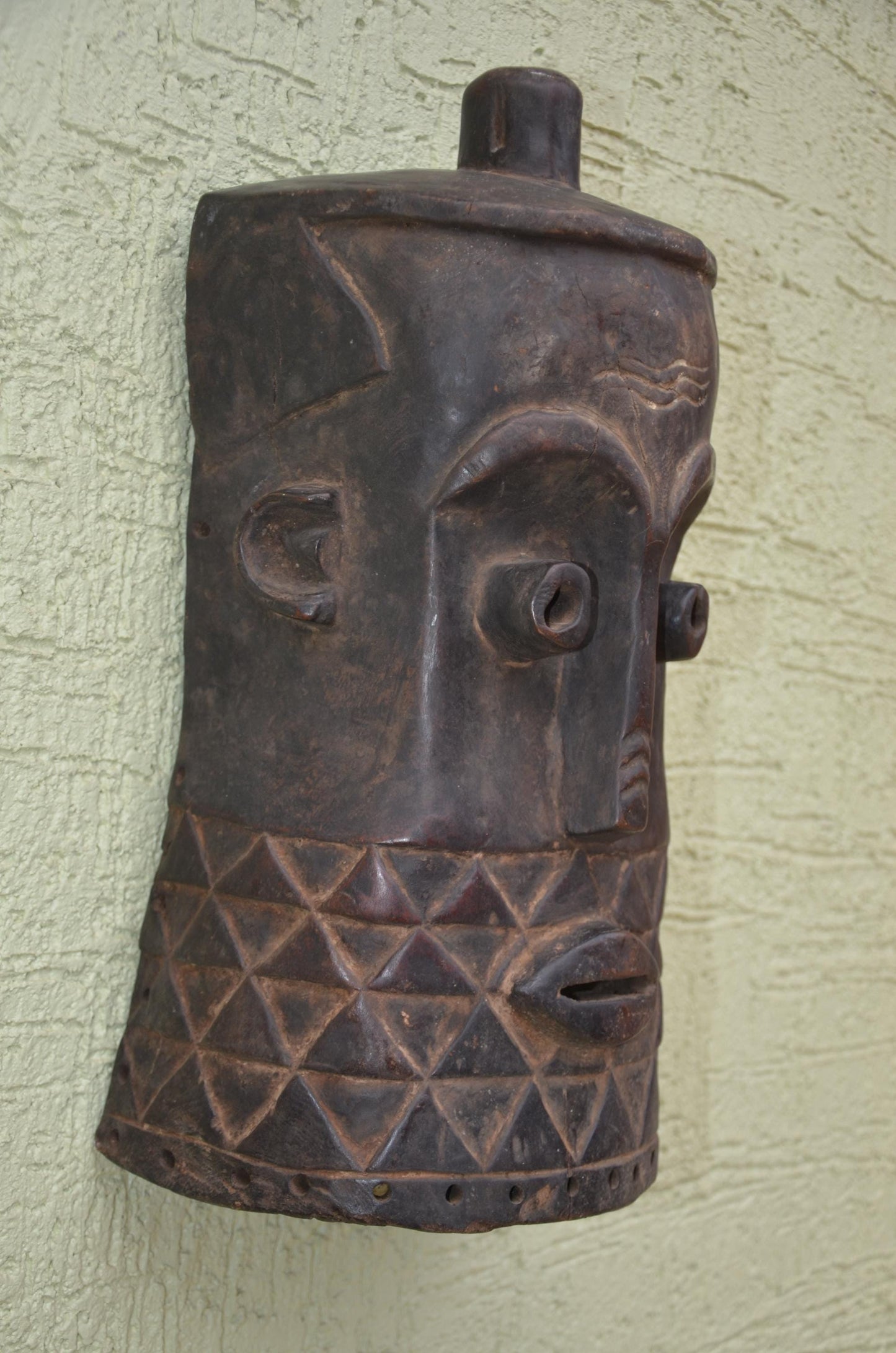 Bembe Helmet Mask | Authentic Congolese Tribal Wooden Carving | DRC Heritage Wall Art | Handcrafted Tribal Collector Sculpture