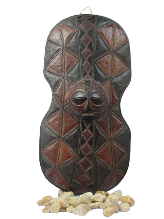 Luba Congo Mask Shield | African Tribal Art | Handcarved Wall Decor | DRC Heritage