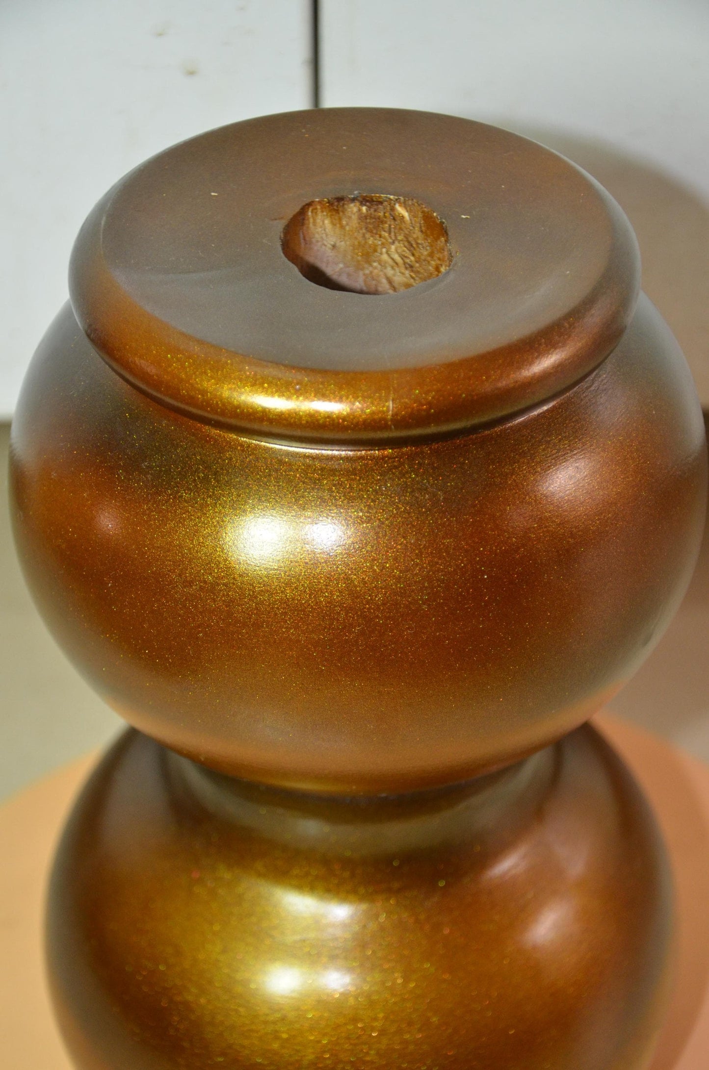 Wooden Gourd Vase – Metallic Bronze Gold Totem Vessel, Modern Nordic Home Decor