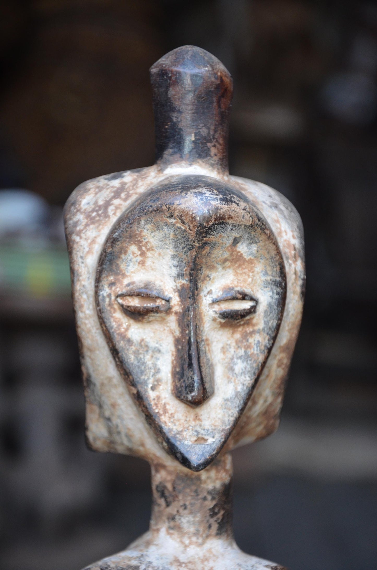 Authentic Lega Multi-Faced Statue | Sakimatwematwe | Tribal Wood Art