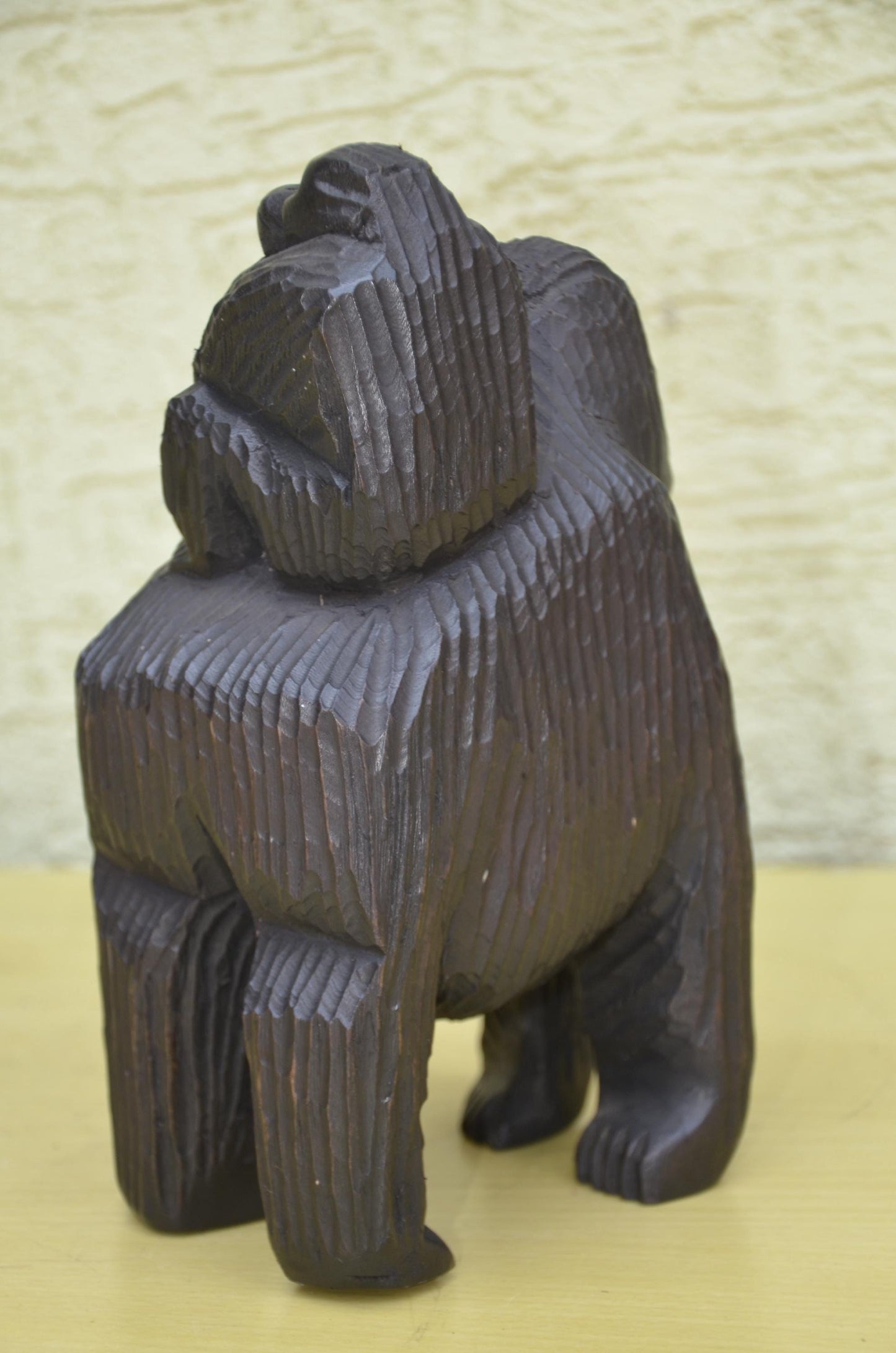 Hand Carved Wooden Mother and Baby Gorilla | Wildlife Art