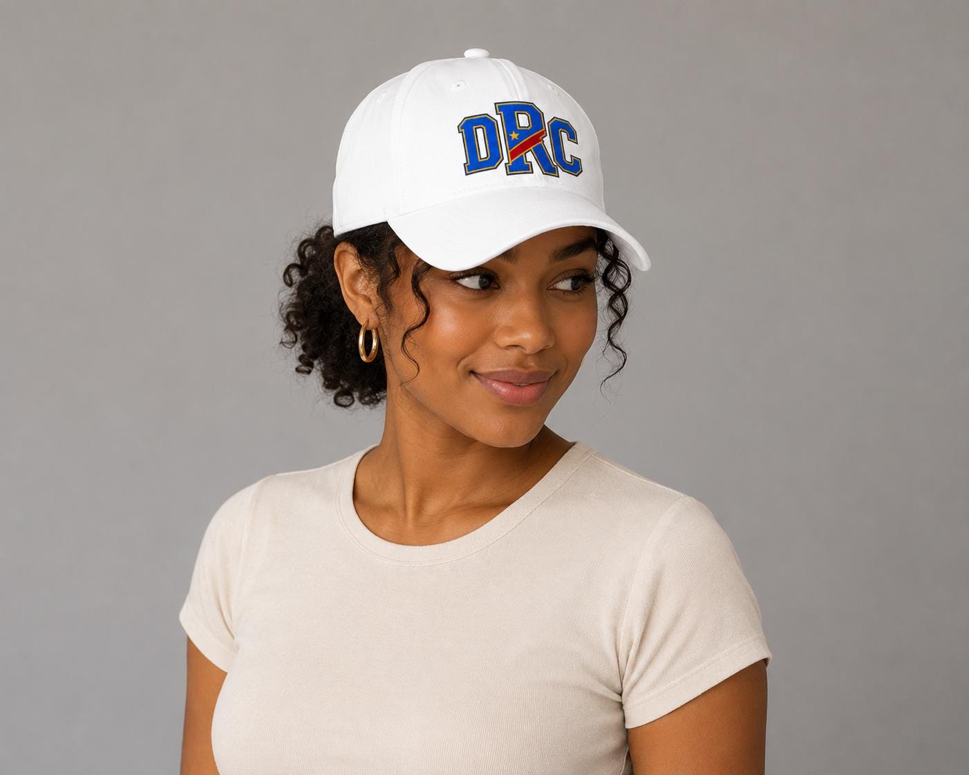 DRC Baseball Cap | Democratic Republic of Congo Hat | Congo Flag Cap | White Dad Hat | African Pride Hat | Unisex Adjustable Cap