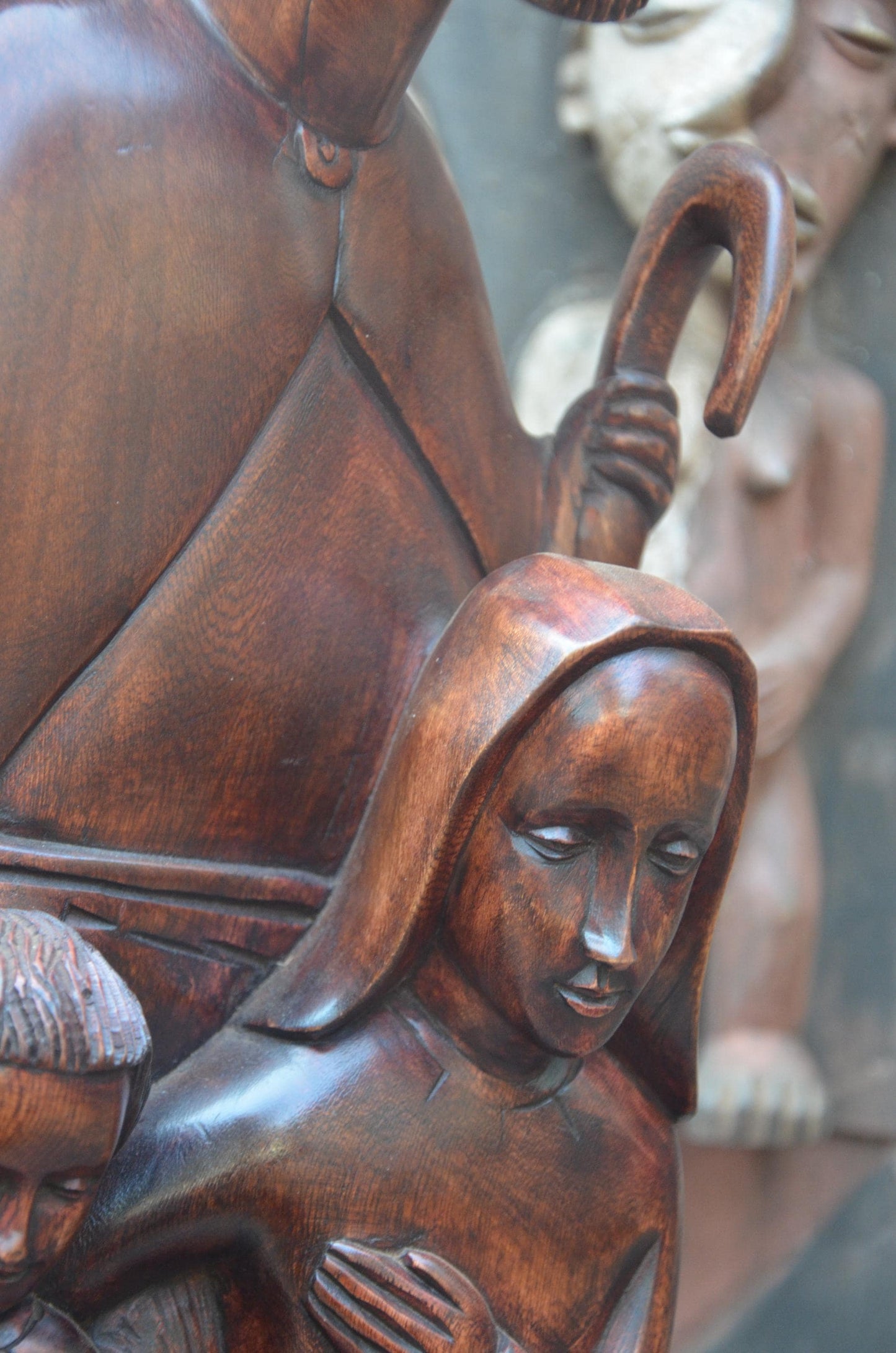 Hand-Carved African Holy Family Sculpture | Wooden Religious Art