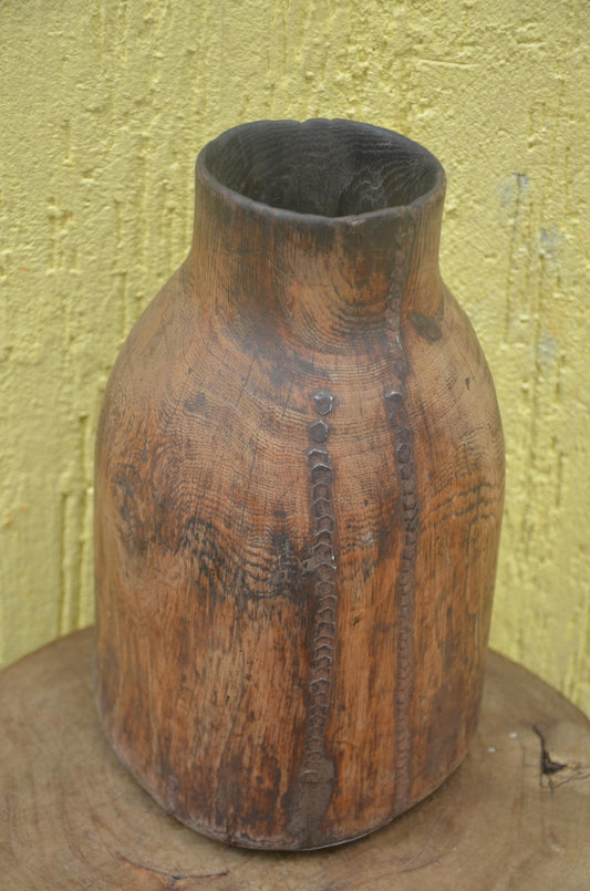 Authentic Rwandan Milk Vessel | Carved Icyansi | Traditional Wood Art