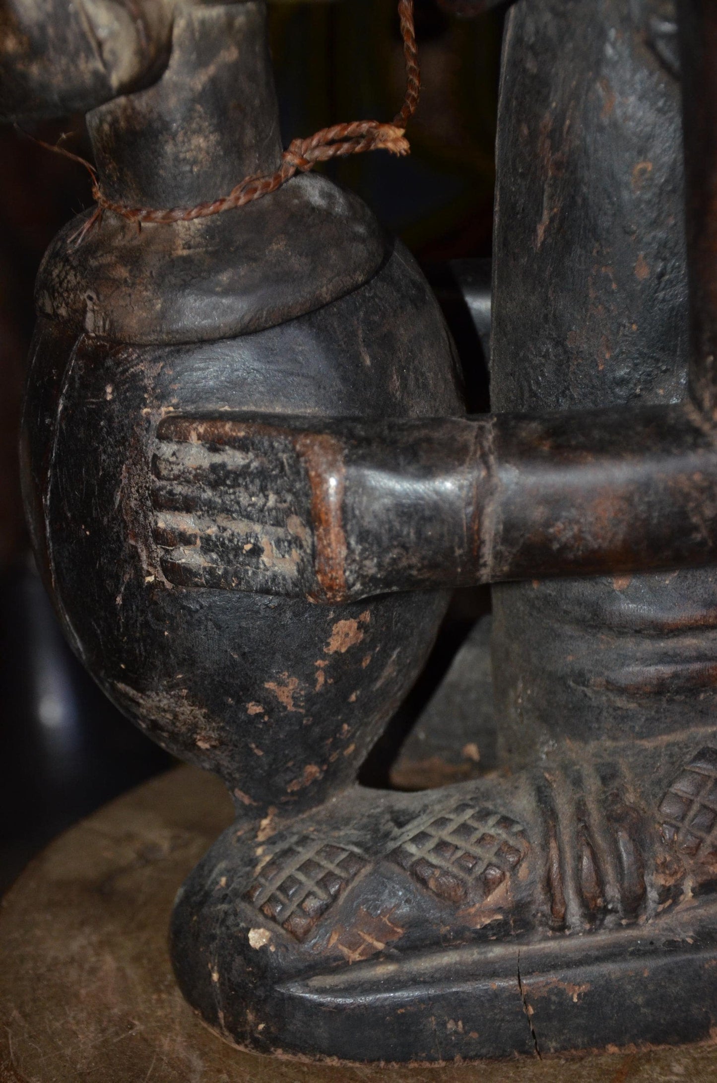 Luba Female Bowl Bearer | Mboko Wood Sculpture | Authentic Congolese Tribal Art
