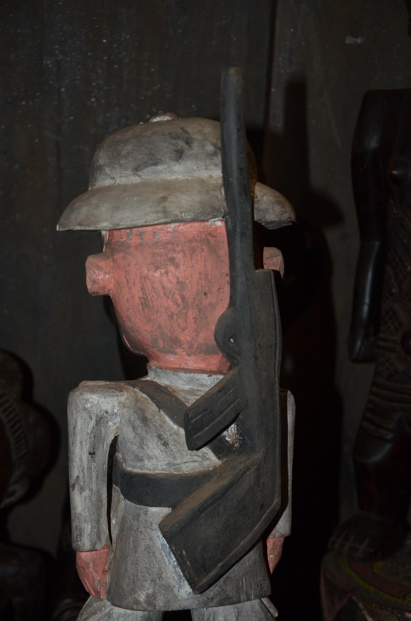 Colonial Soldier Statue | Hand-Carved Wooden Figure | Ethnographic Wood Art