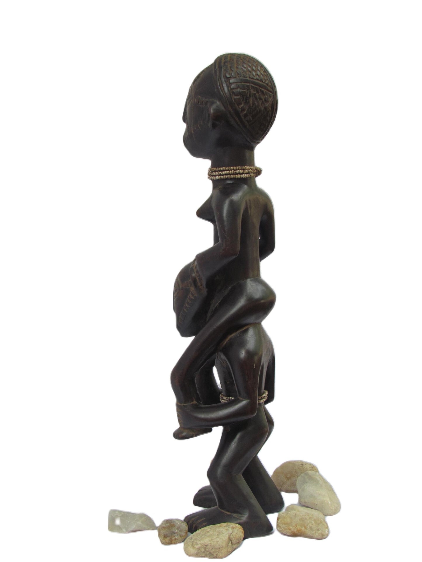 Figurine double Tabwa – Art tribal d'Afrique centrale | Statues masculines et féminines en bois sculptées à la main, originaires du Congo et de Zambie