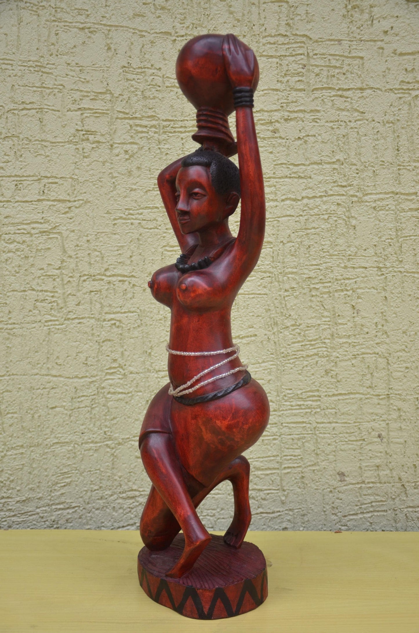 Large African Wooden Water Bearer Figurine | Tribal Art