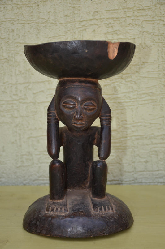 Authentic Luba Wooden Caryatid Stool | Congolese Art