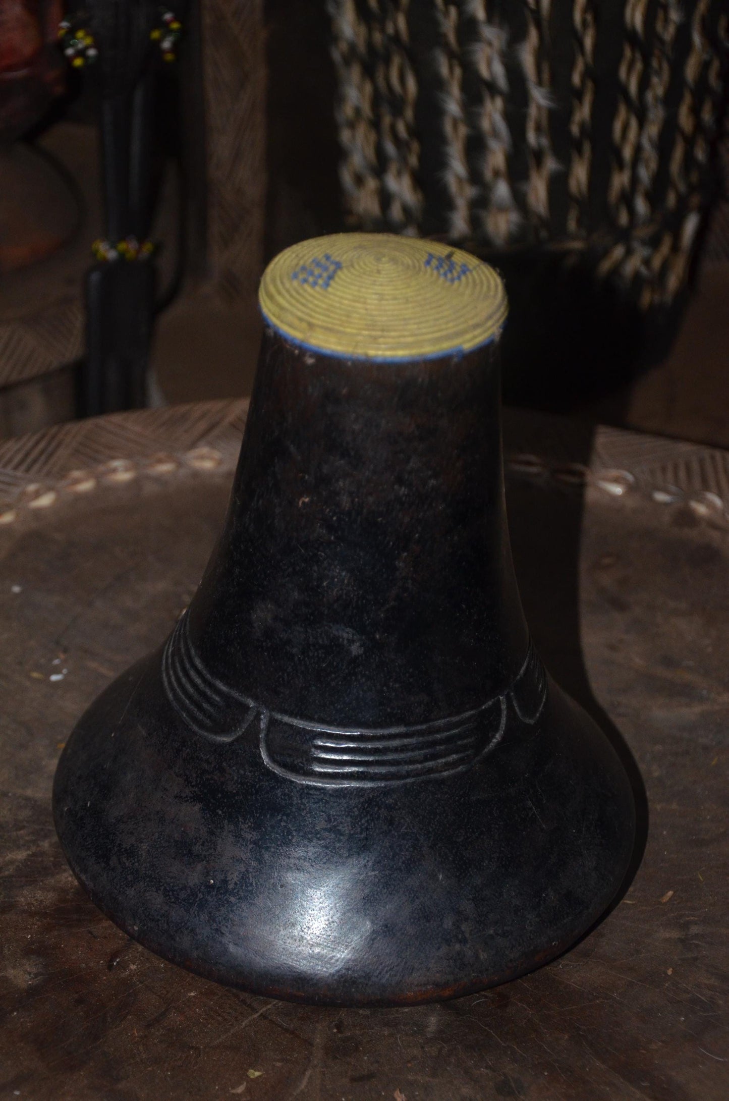 Traditional Rwandan Icyansi Wooden Milk Container | Hand-Carved Heritage Dairy Art
