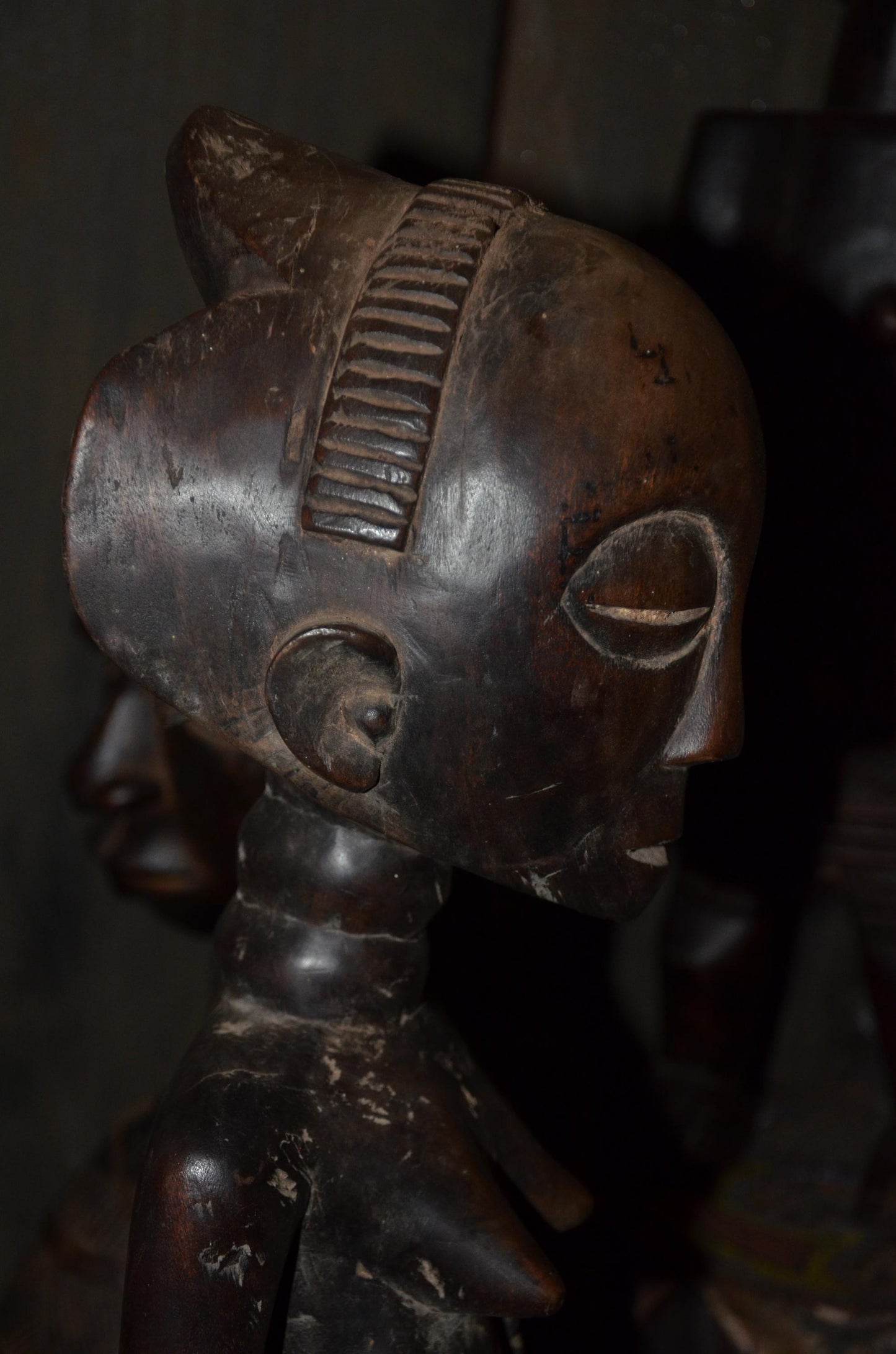 Luba Female Ancestor Fertility Figure - 29" Authentic Congo Wood Statue, Prestige Tribal Art, High-End African Sculpture