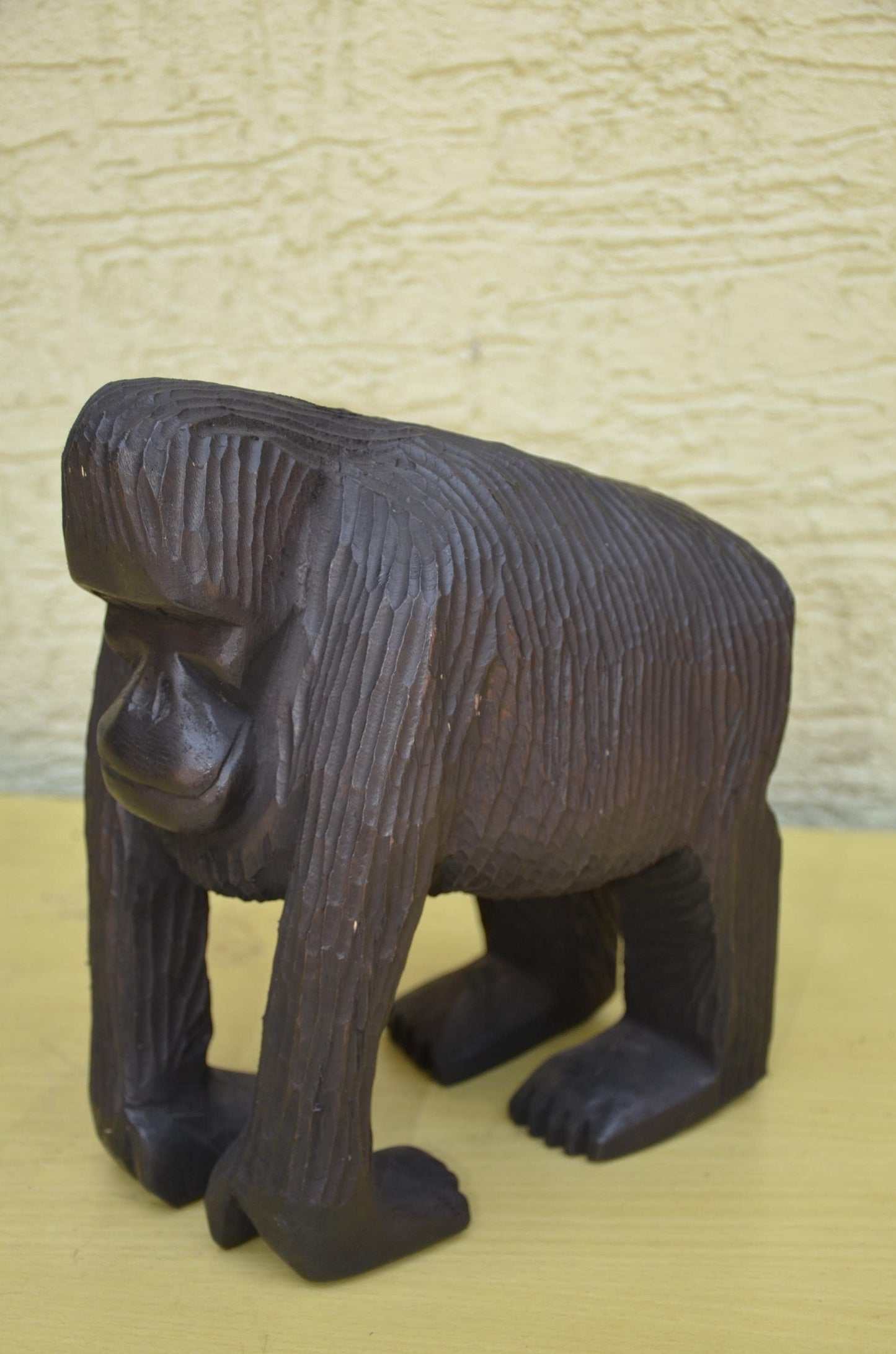 Hand Carved Wooden Silverback Gorilla | African Wildlife Art