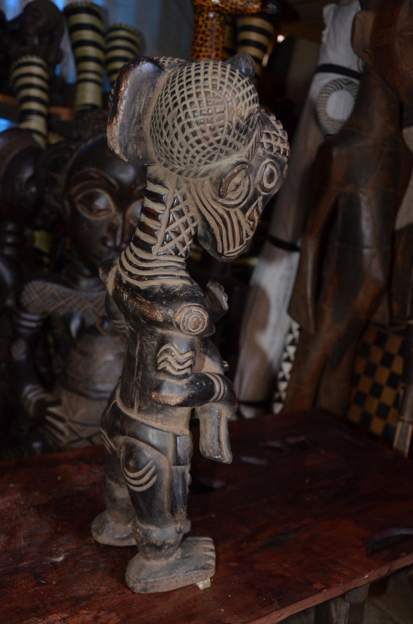 Authentic Lulua Maternity Figure | Bena Lulua Sculpture | African Tribal Art