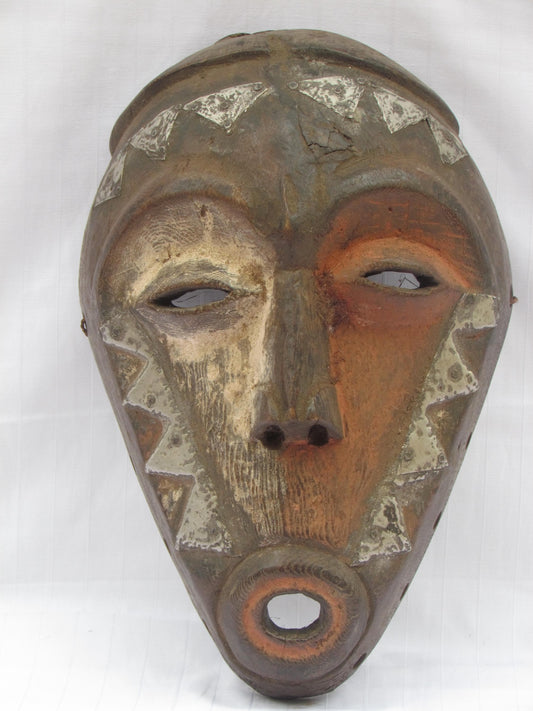 Vintage hand carved wall hanging African traditional wooden mask from D.R.C