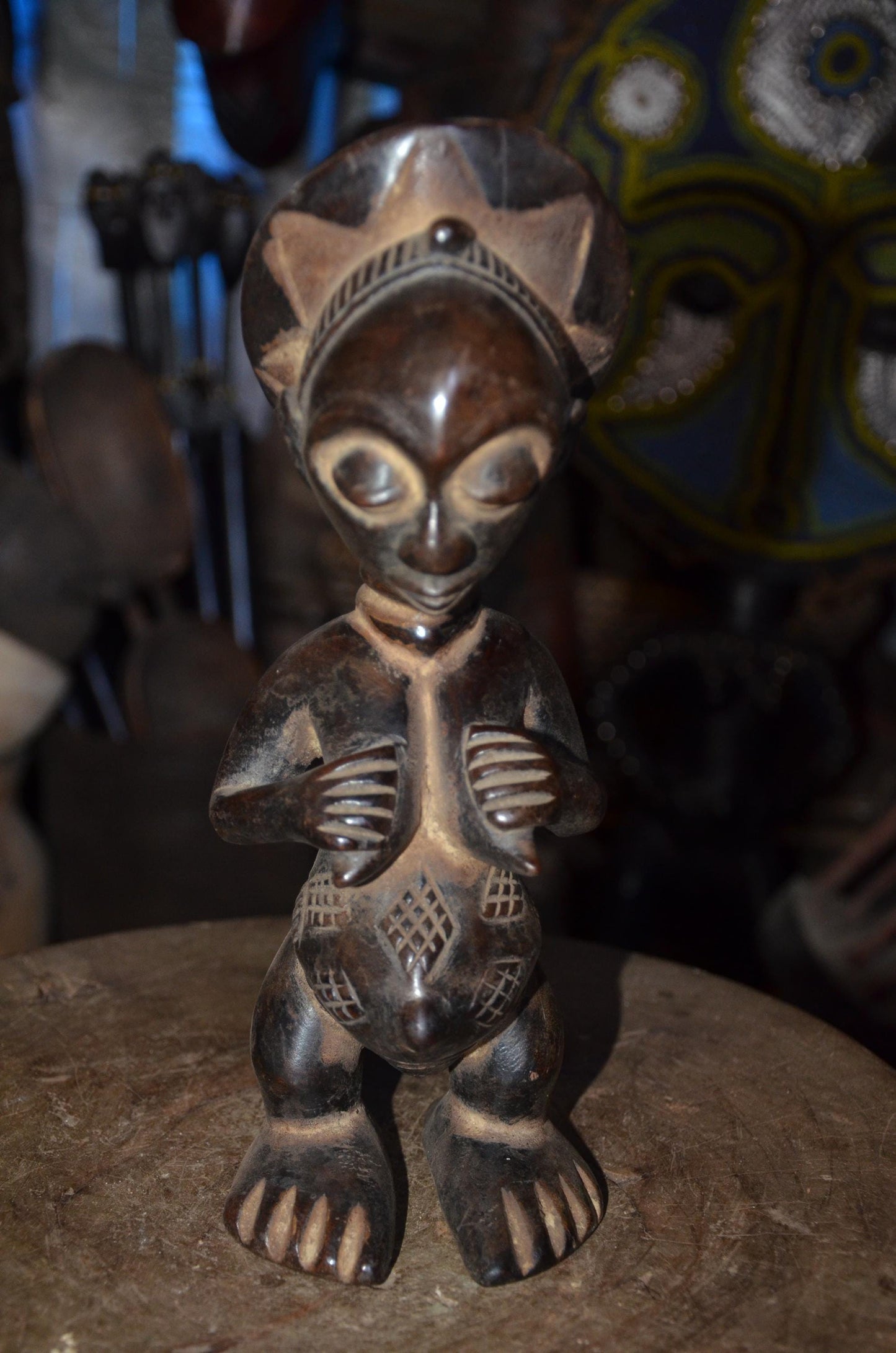 Authentic Luba Statue | Female Ancestor Figure | Hand-Carved Wood Art