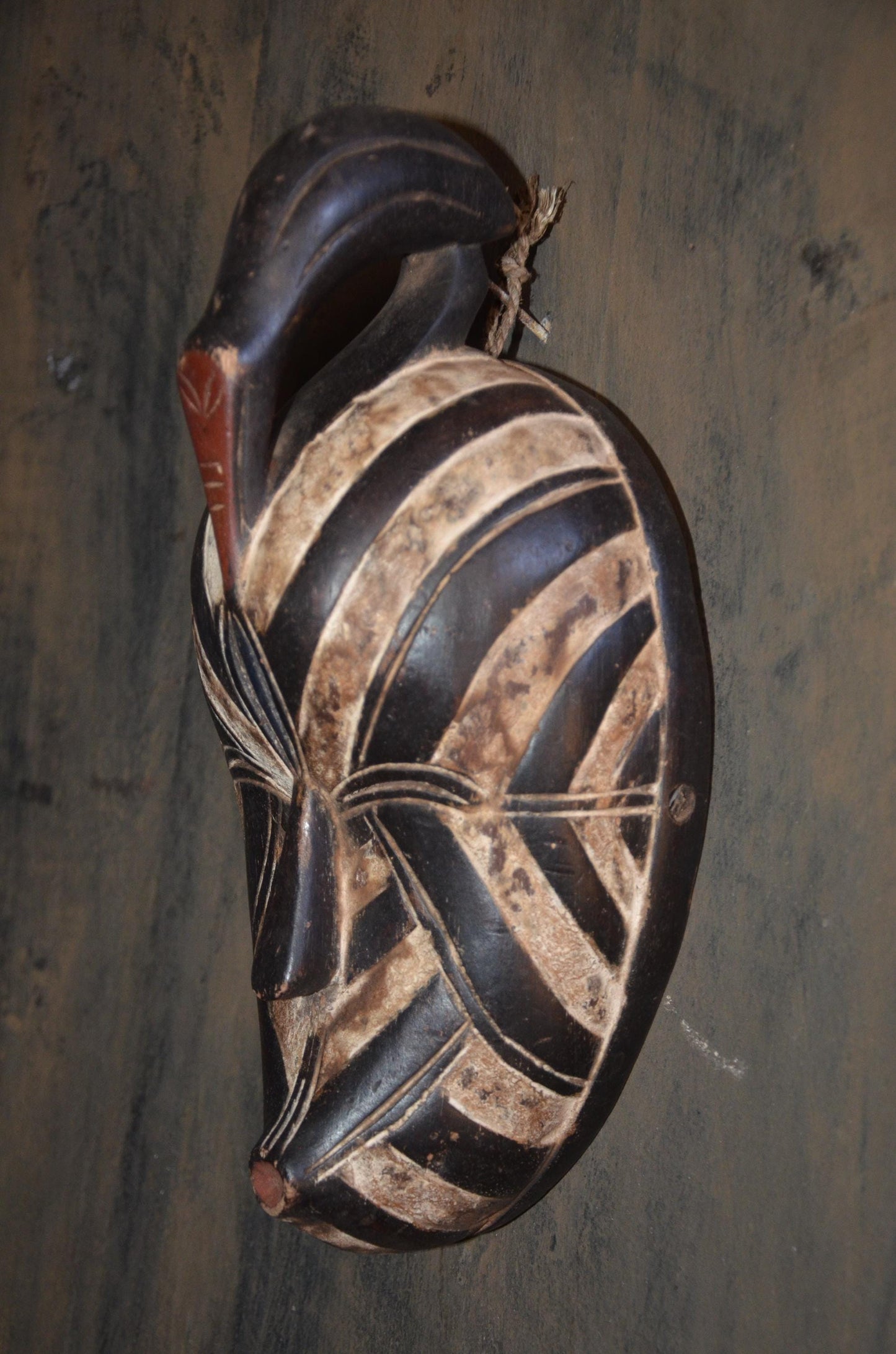 Songye Kifwebe Bird Mask – 13" Hand-Carved Wood Congo Art – Wall Decor