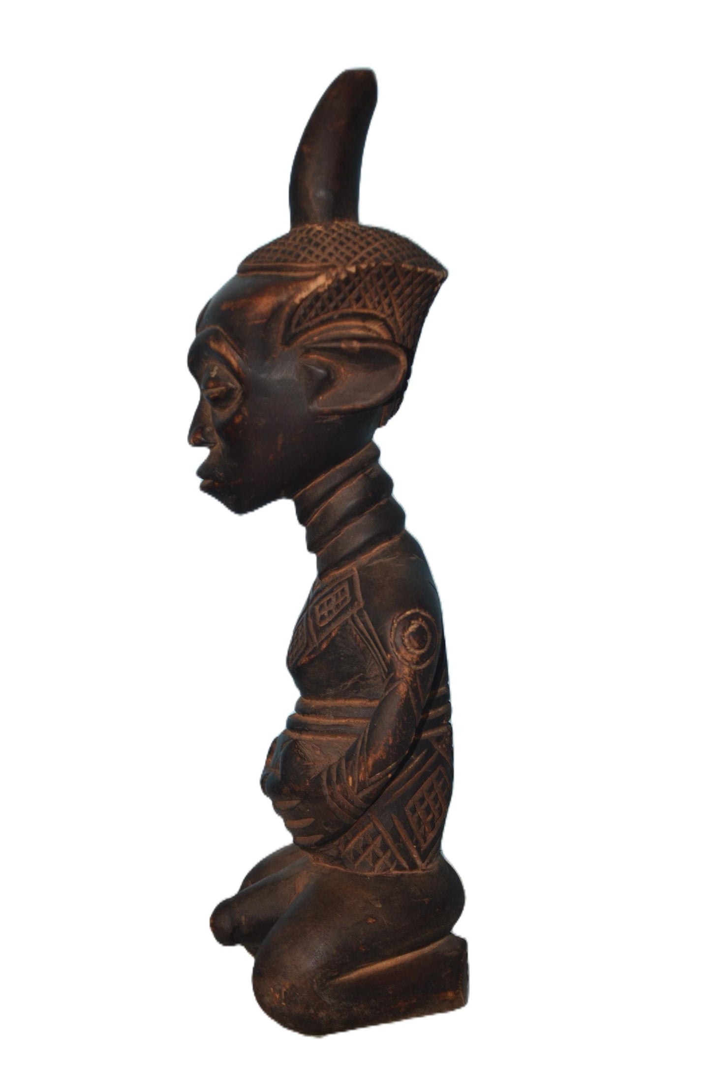 Vintage Ndengese Congo Wood Statue, Hand Carved African Tribal Ancestor Figure, DRC Folk Art